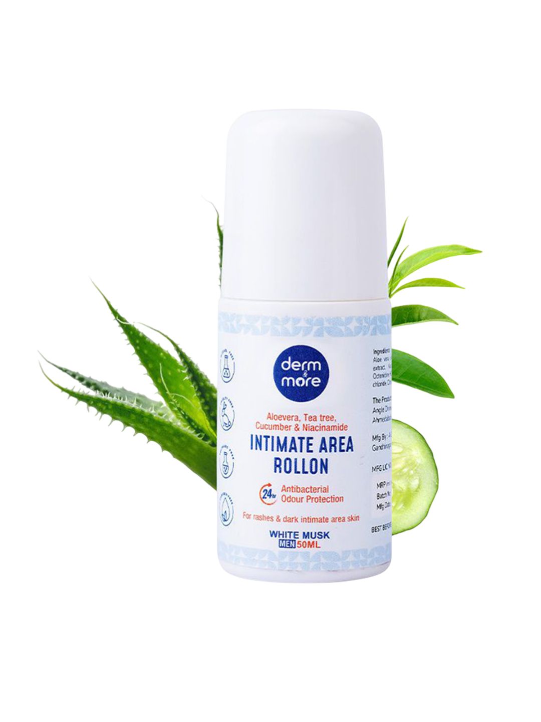 Derm & More Men Intimate Area Underarm Roll On With Aloevera - 50 ml-image-1