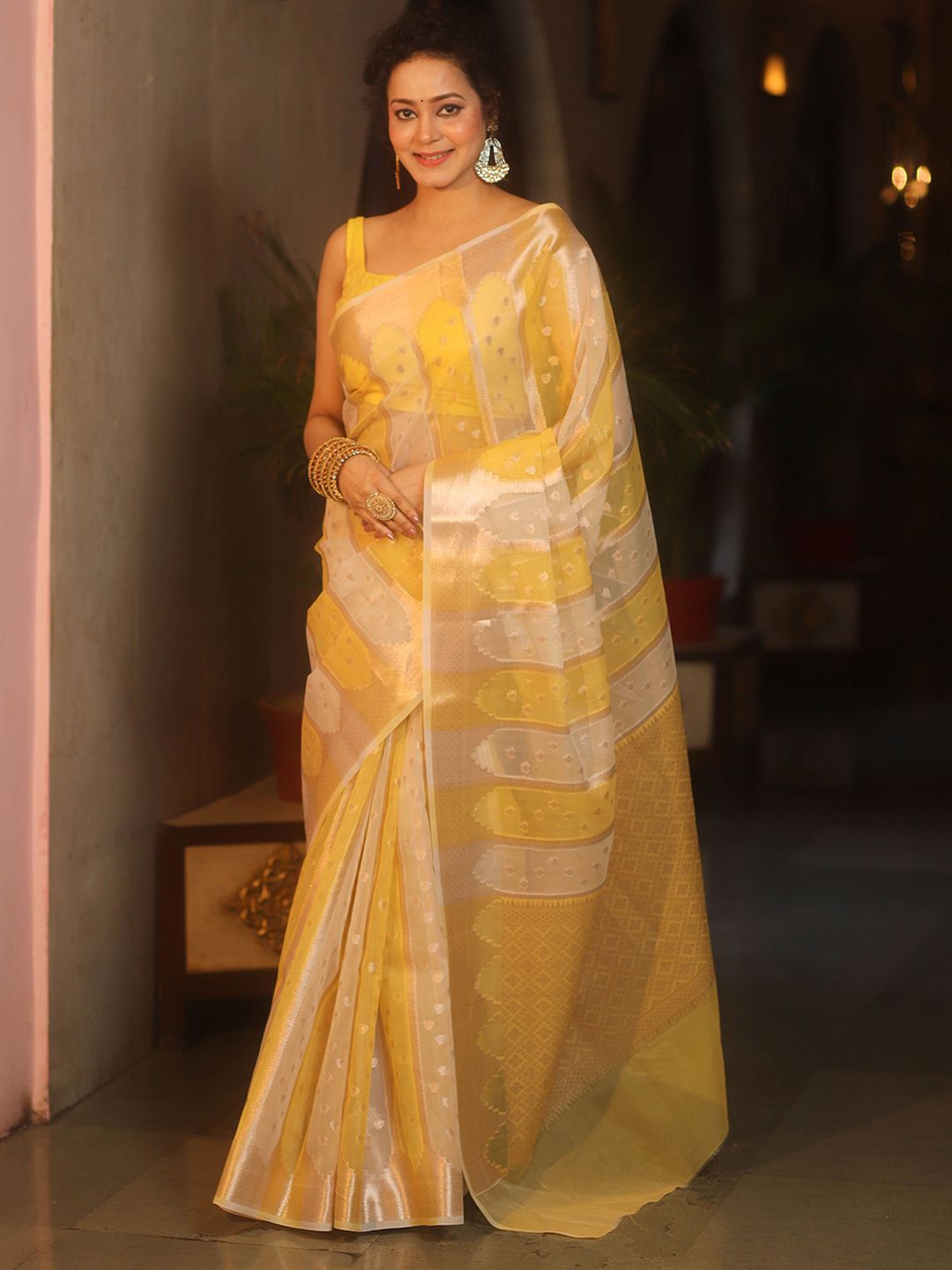 Banarasee Ethnic Motifs Woven Design Organza Banarasi Saree-picture-34