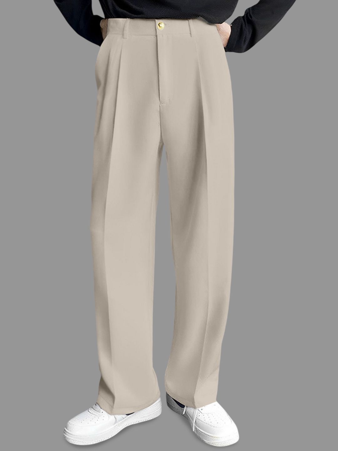 FTX Men Loose Fit Mid-Rise Pleated Formal Trousers