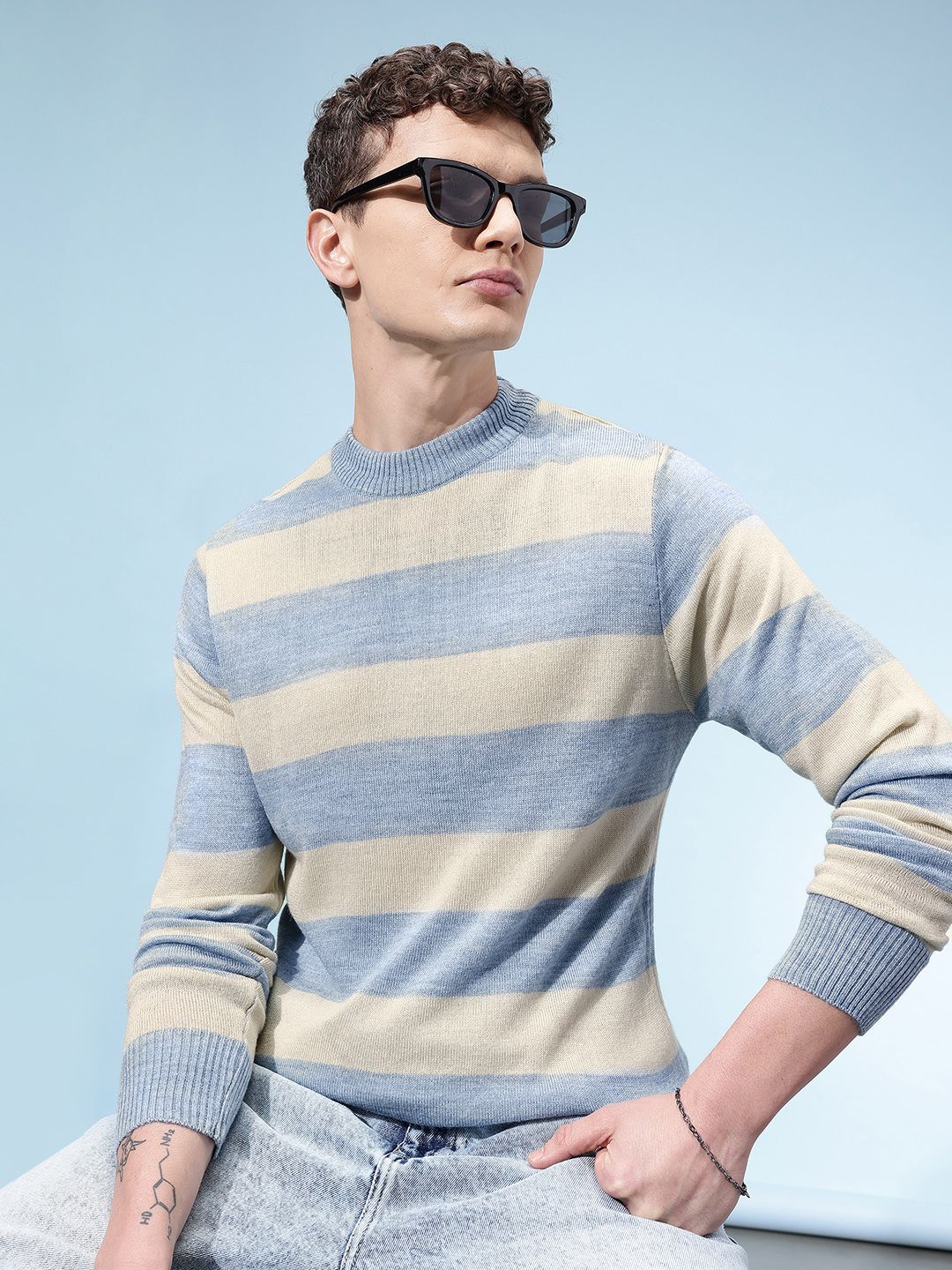 glitchez Striped Relaxed Pullover-picture-39