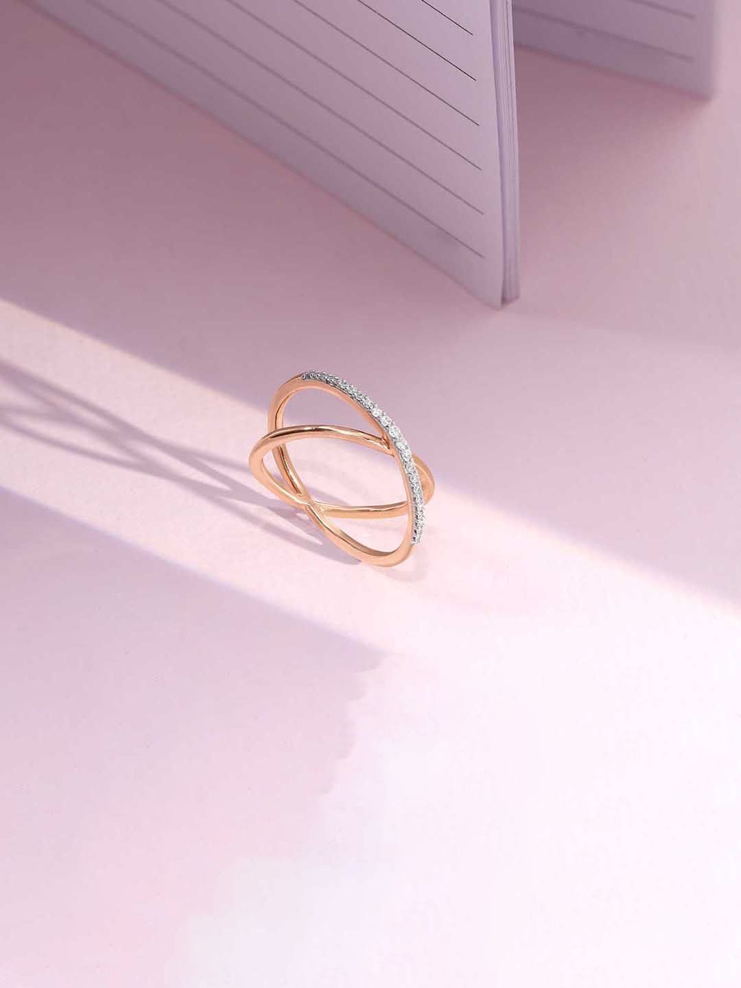 Mia by Tanishq 14KT Rose Gold Diamond Studded BIS Hallmark Nova Flow Ring-2.434 g-picture-31