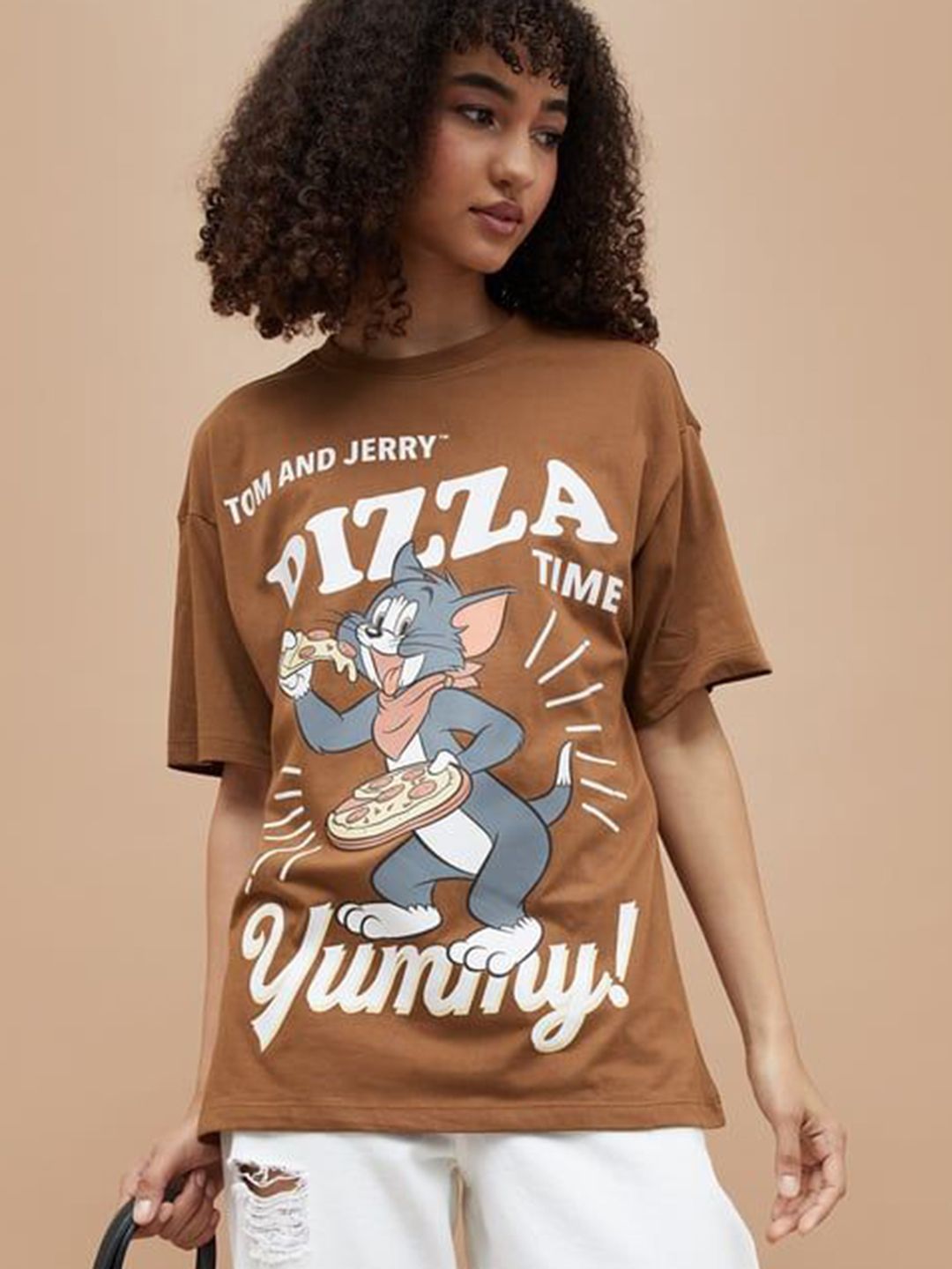 Ginger by Lifestyle Women Graphic Printed Round Neck Cotton Oversized T-shirt-picture-32