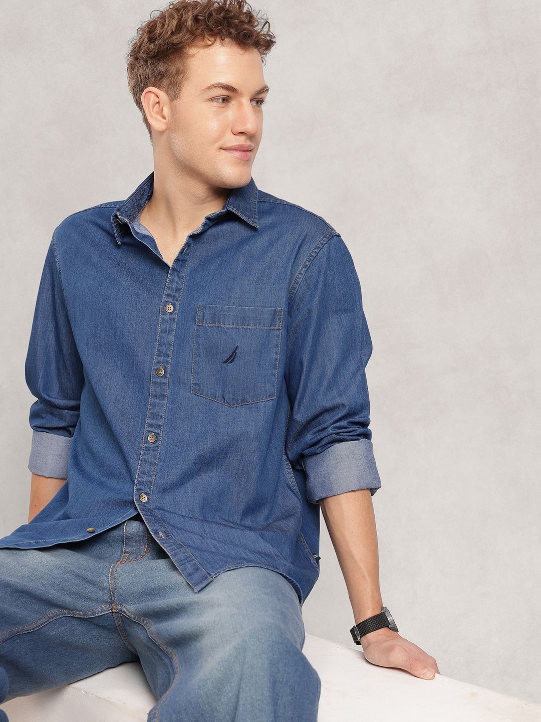 Nautica Men Premium Slim Fit Denim Shirt-picture-26