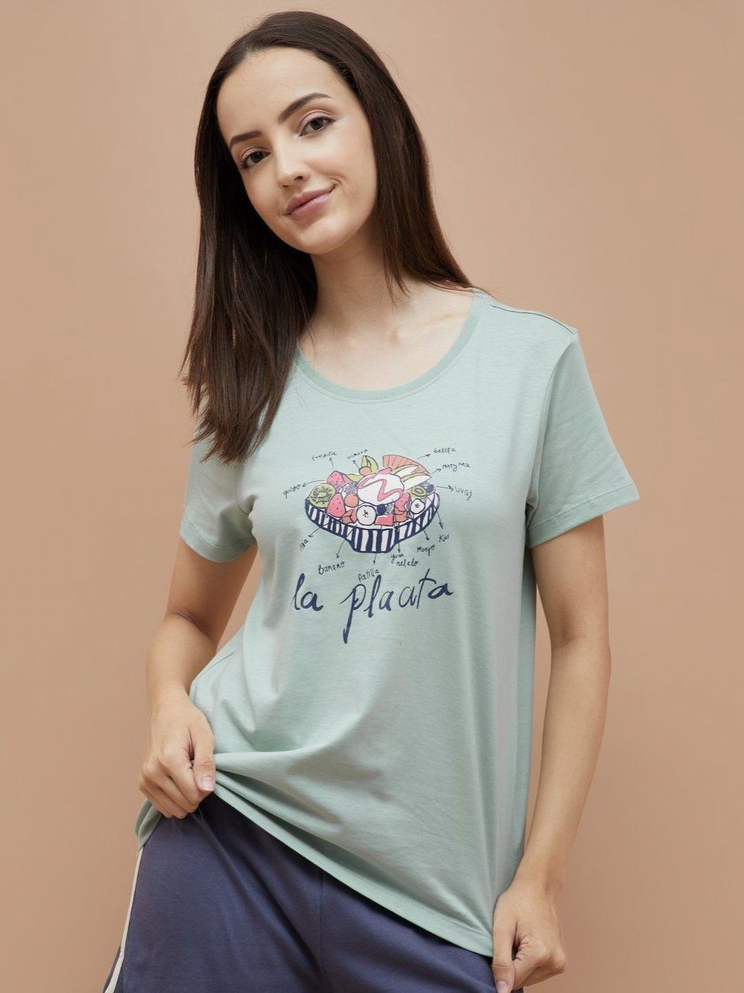 Ginger by Lifestyle Women Graphic Printed Round Neck Cotton T-shirt