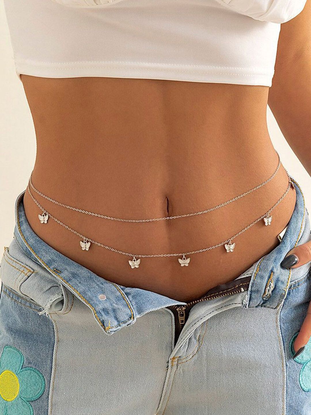 Shining Diva Fashion Set Of 2 Waist Chains