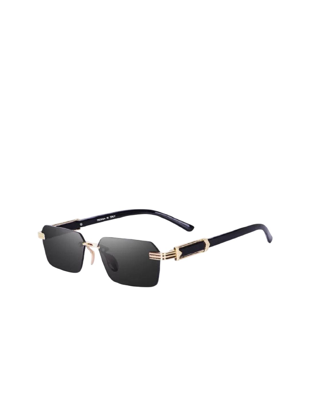 SPADEACES Unisex Rectangle Sunglasses CLASSIC KARAN GOLD BLACK -20-Black-picture-34