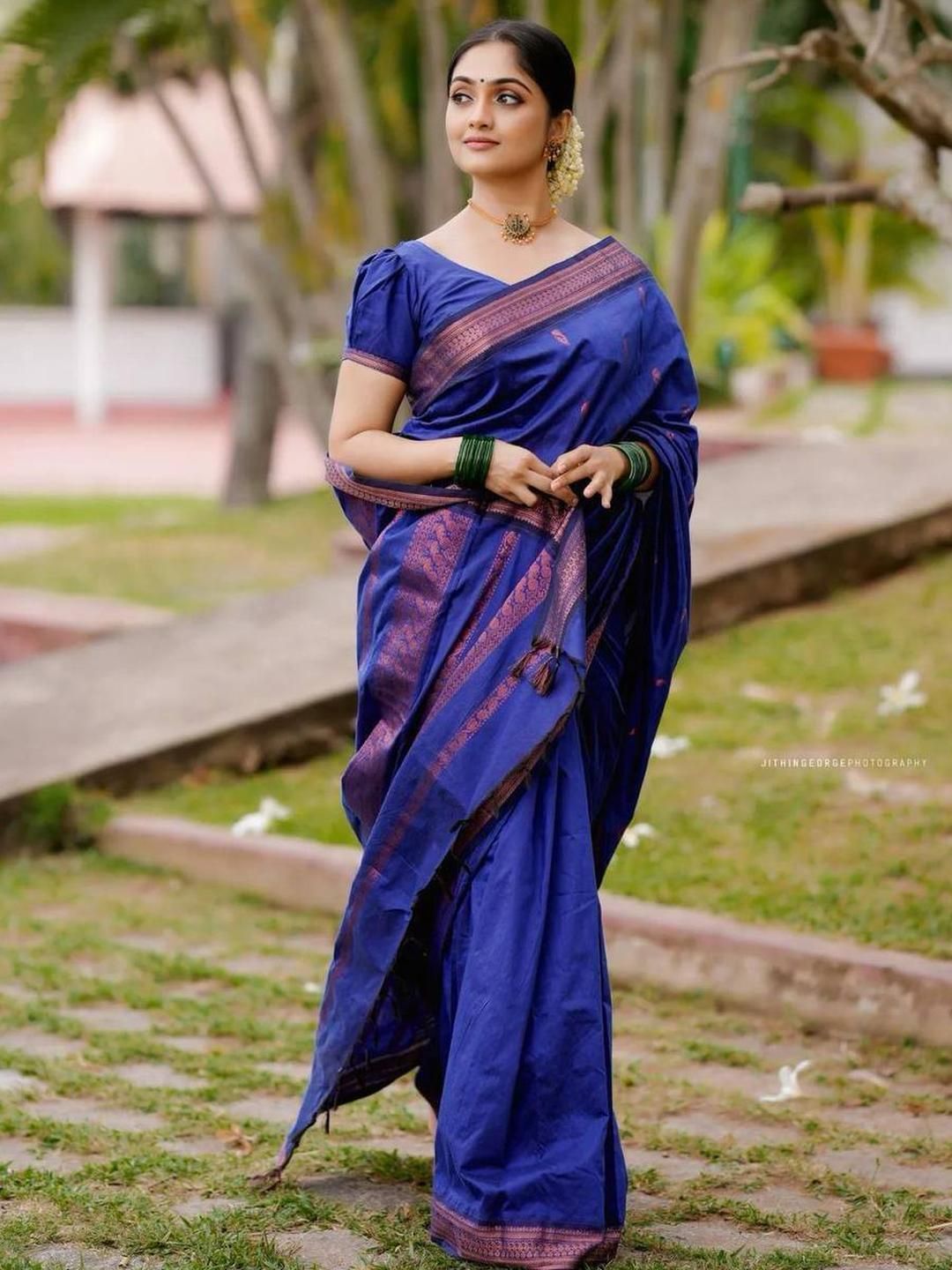 Sita Blue Silk Blend Woven Design Sarees-picture-24