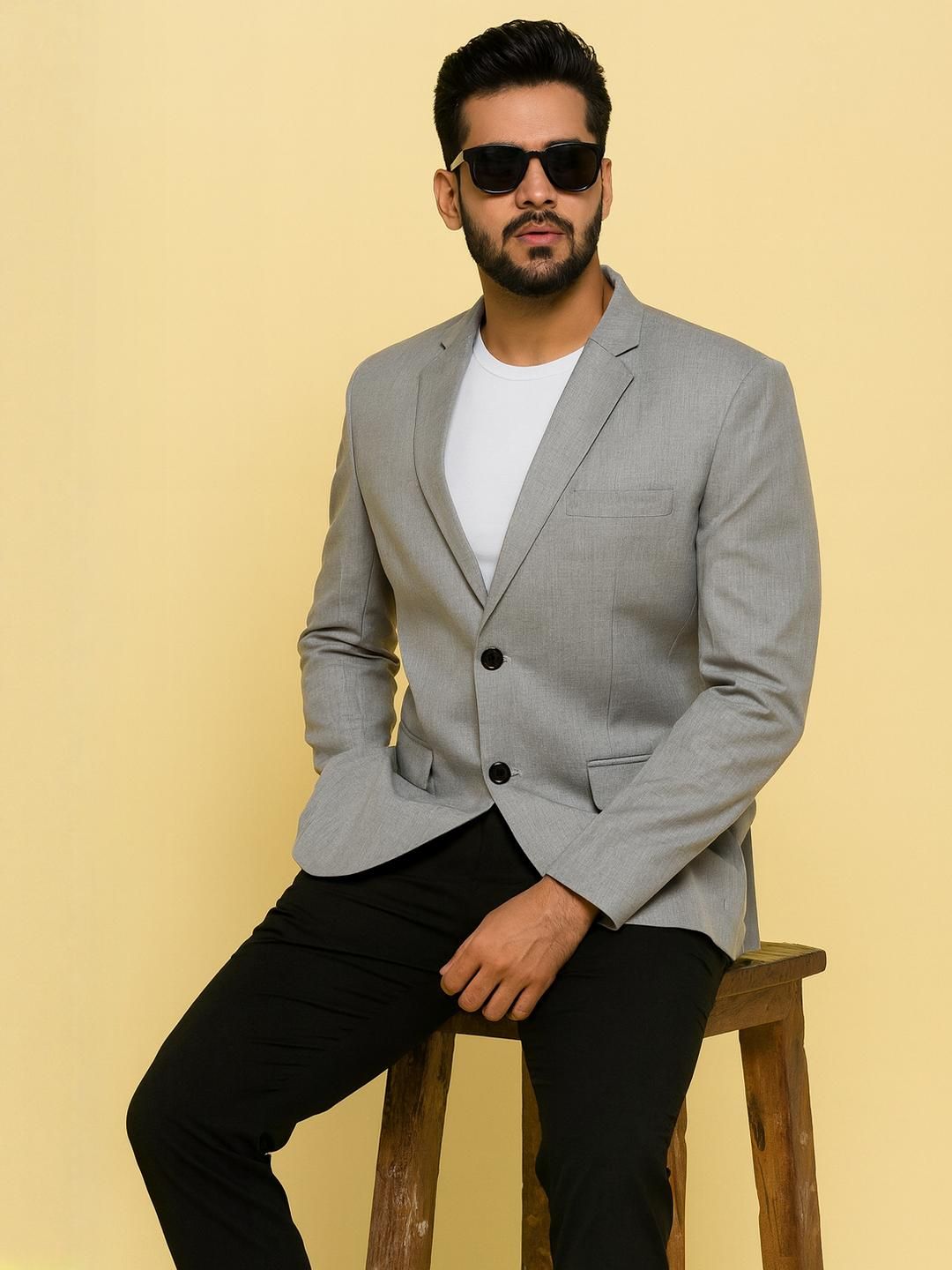 SHAHI ACHKAN Men Grey Blazer-picture-21