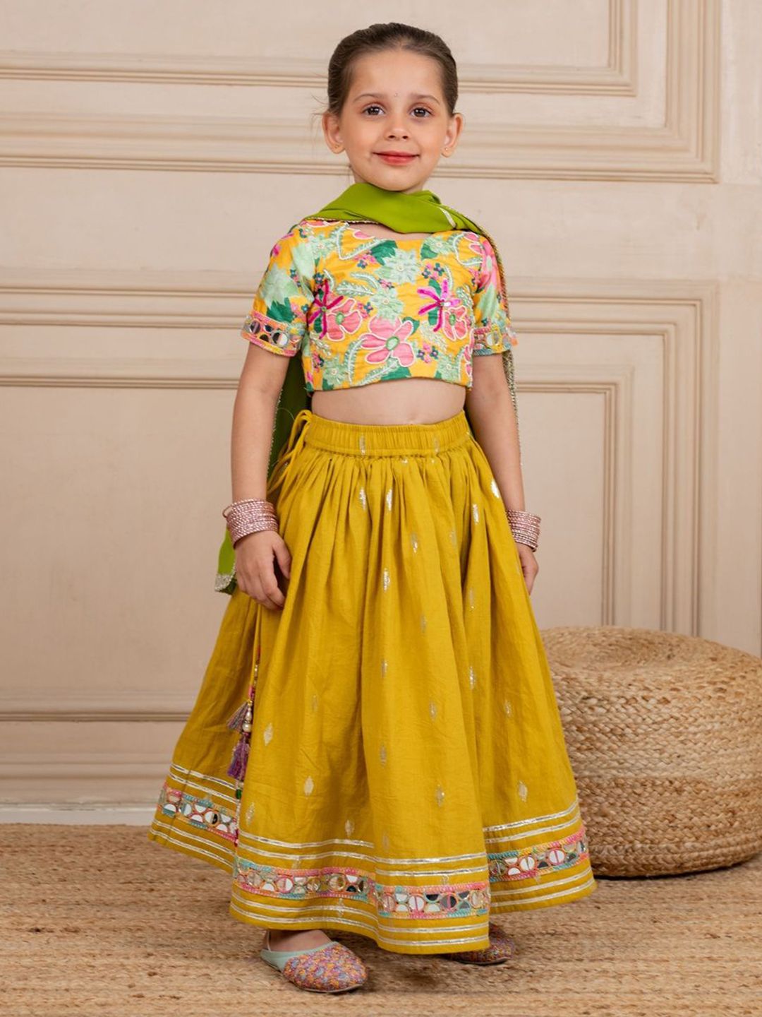Jilmil Girls Embroidered Beads And Stones Ready to Wear Lehenga & Blouse With Dupatta-picture-10