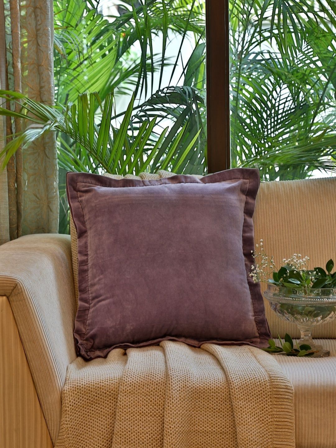 Revive Home Lavender Cotton Velvet Square Cushion Covers-picture-32