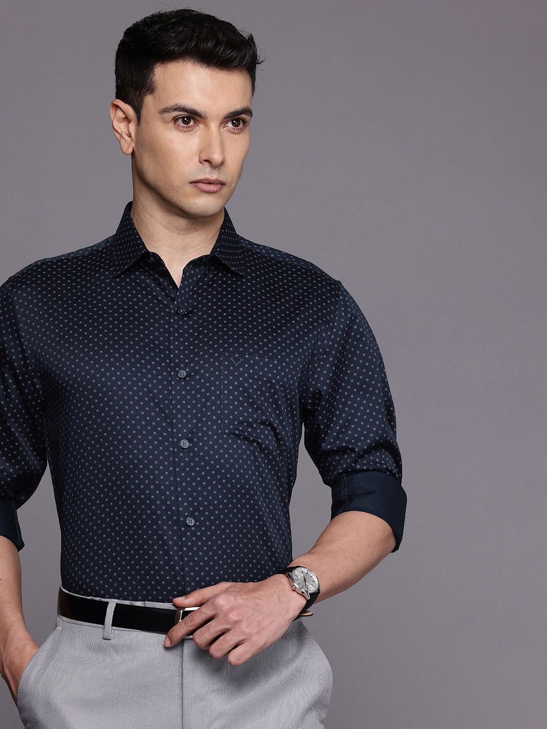 Allen Solly Pure Cotton Classic Fit Micro Ditsy Printed Formal Shirt-image-32