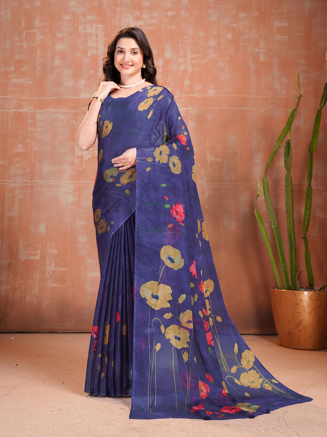 Garden Vareli Floral Printed Pure Chiffon Saree-picture-22