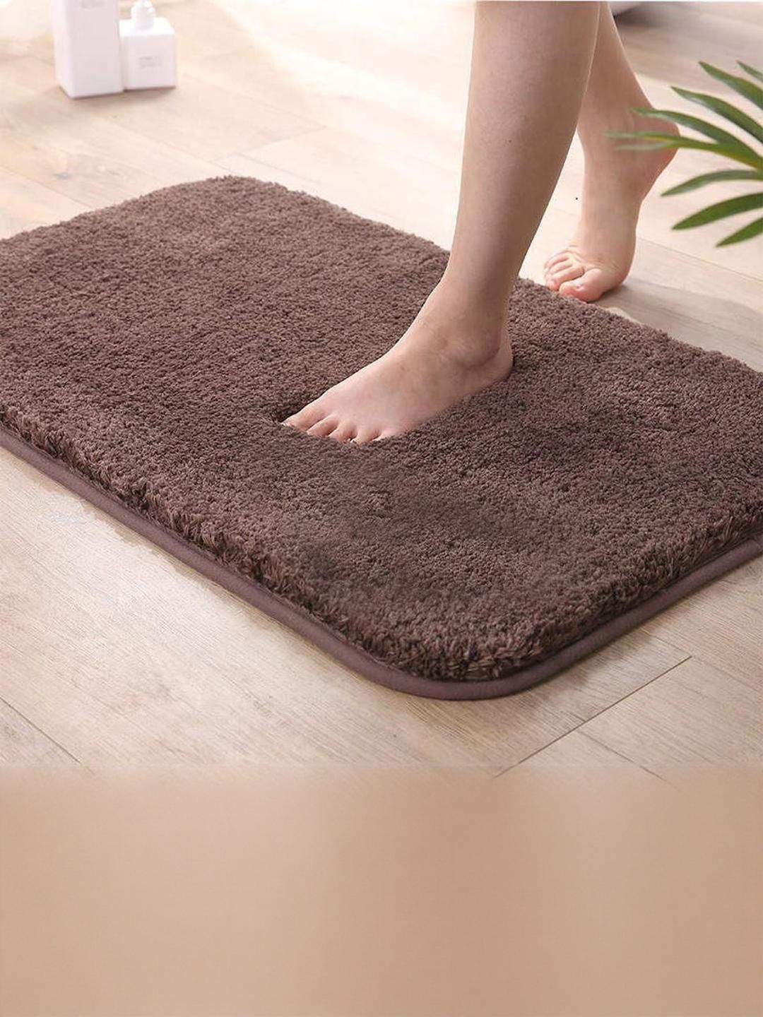 CROWN MATTINGS Brown 1400 GSM Microfibre Bath Rugs-picture-41