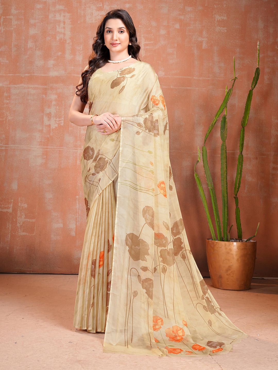 Garden Vareli Floral Printed Pure Chiffon Saree-picture-41