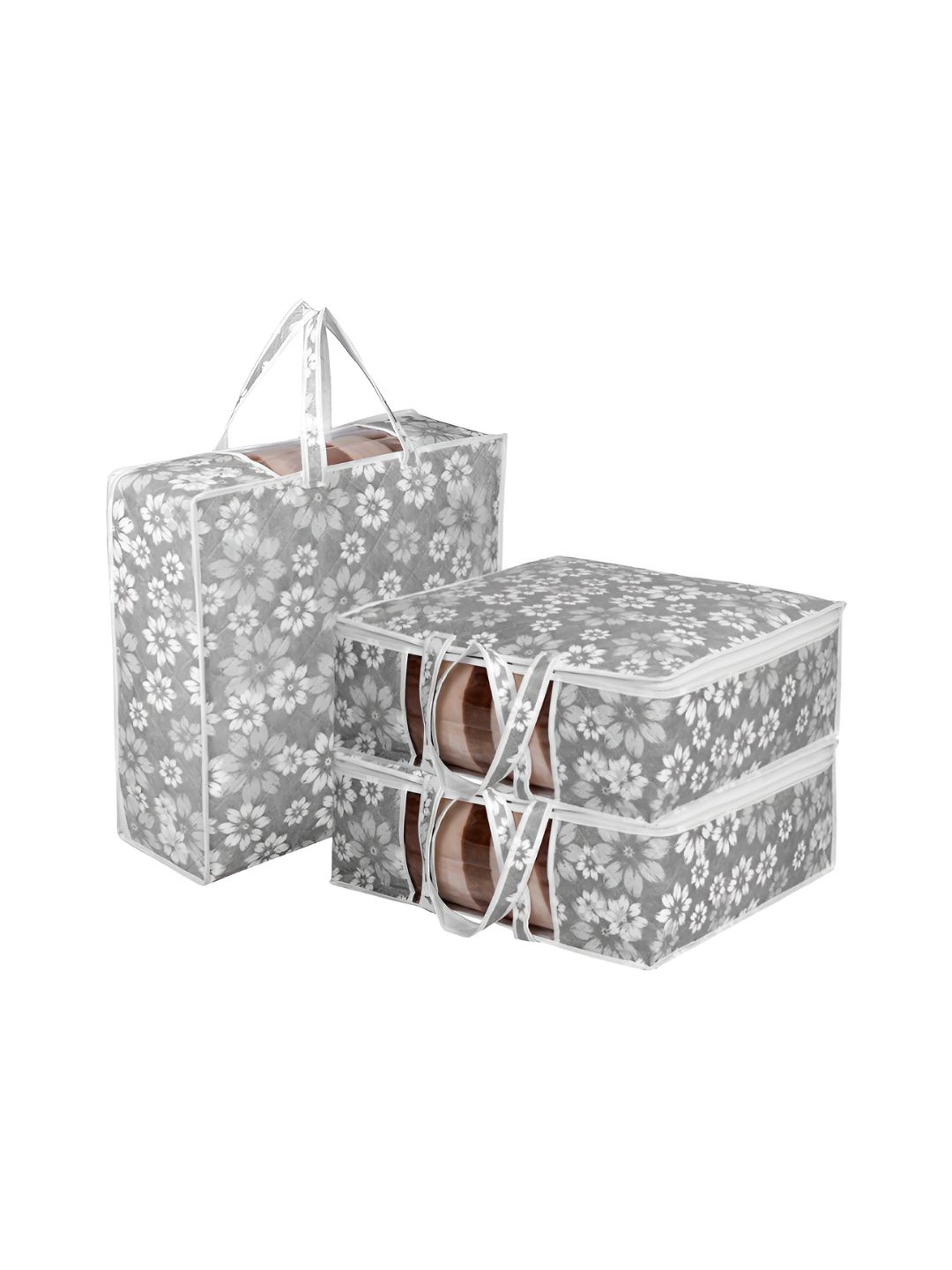 Aura Grey & White 3 Pieces Printed Blanket Cover Organisers-picture-11