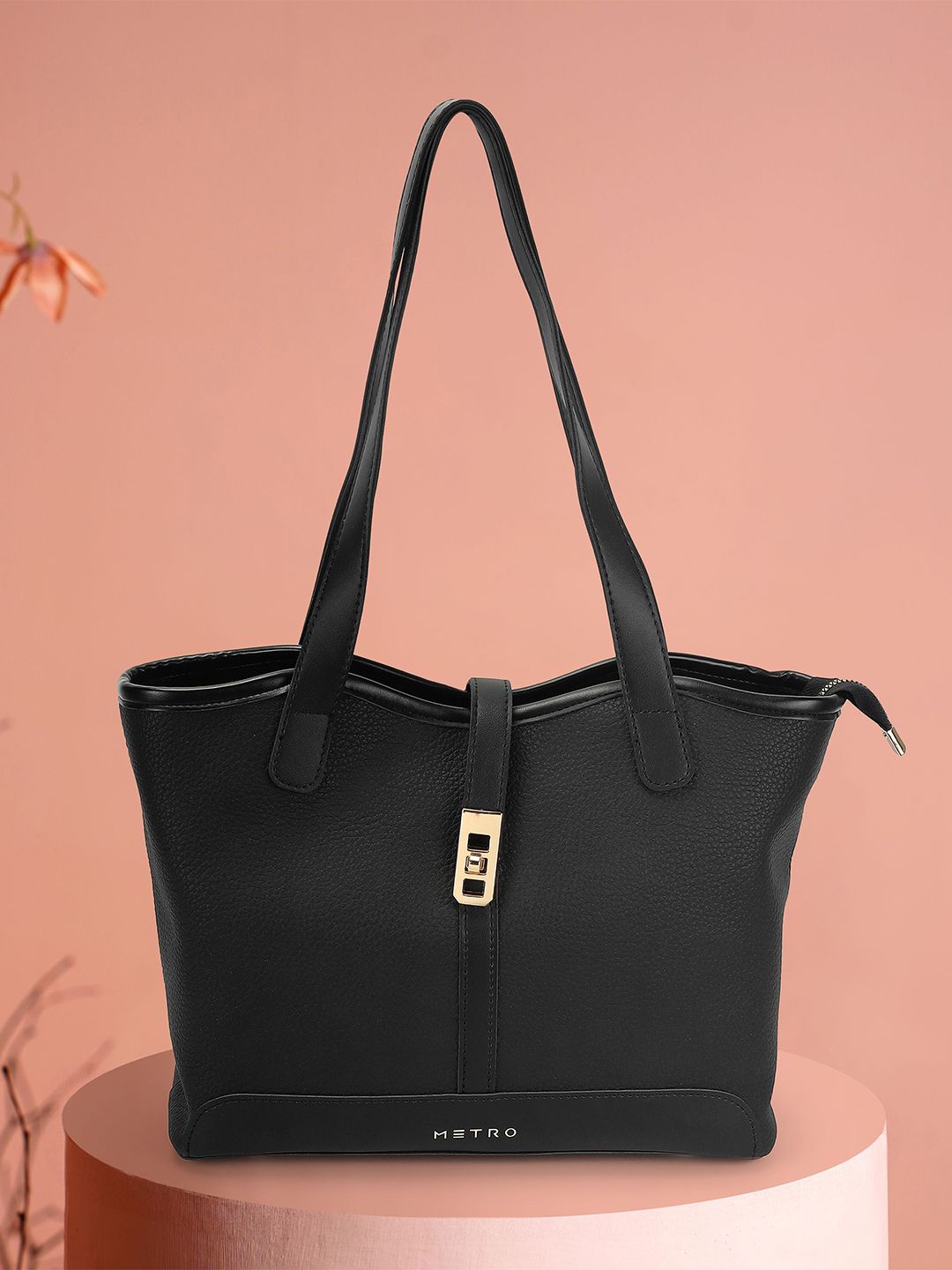 Metro Women Solid Structured Tote Bag-picture-31