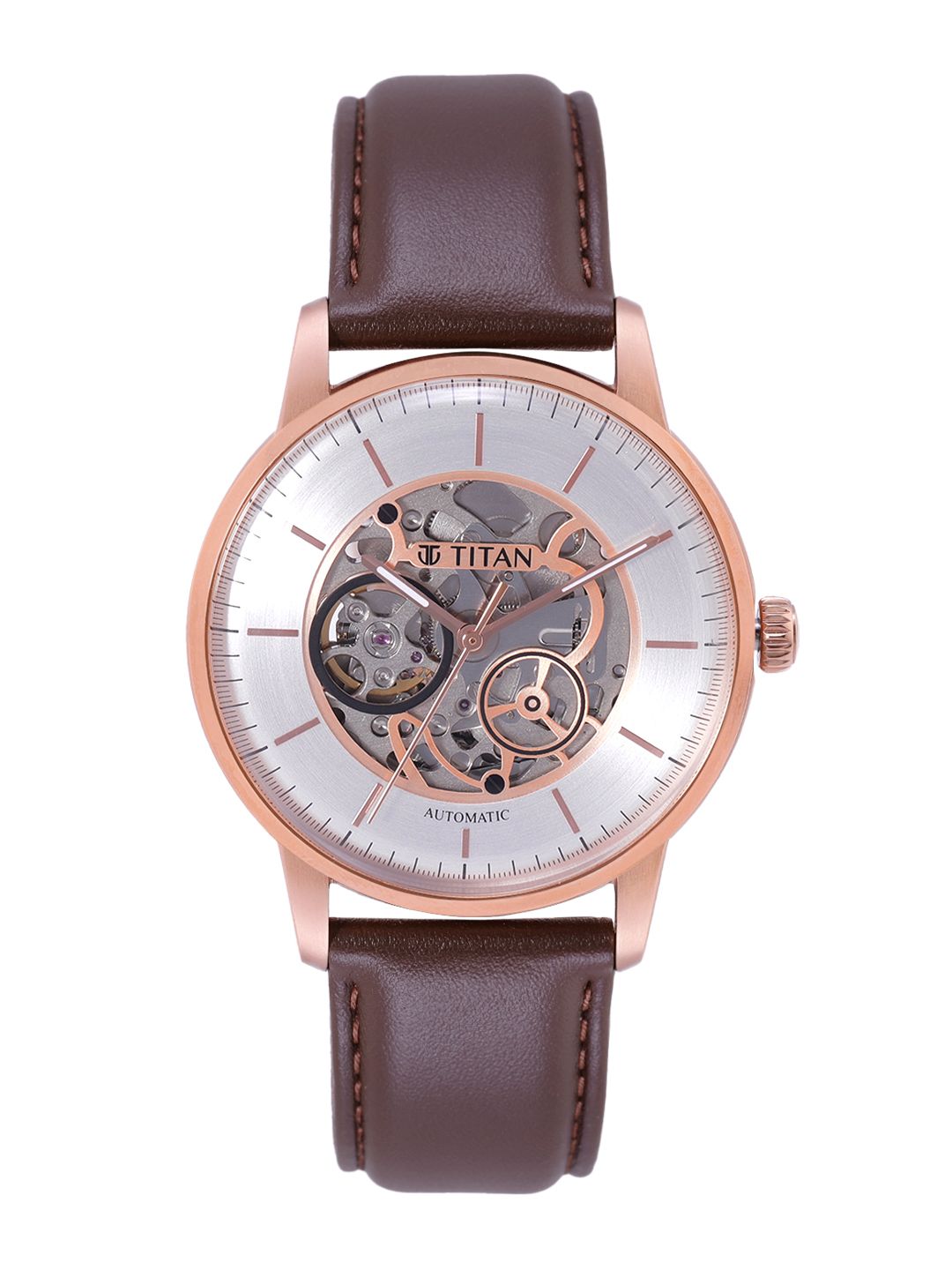 Titan Men Analogue Skeleton Dial Leather Watch - 90110WL03-image-35