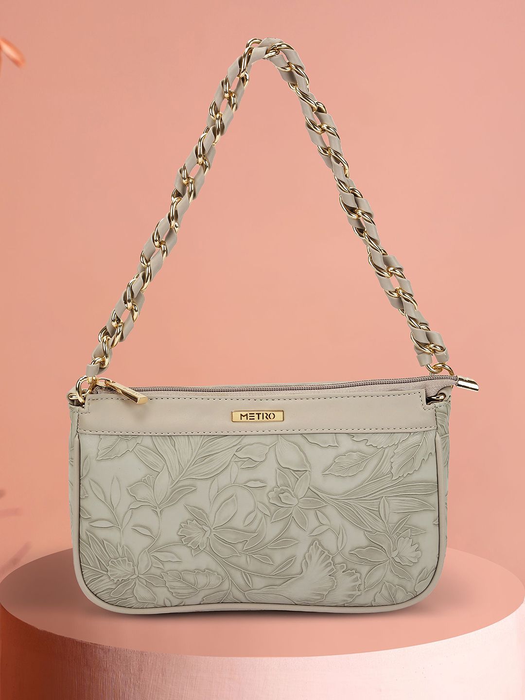 Metro Women Floral Printed Baguette Embroidered Shoulder Bag-picture-25