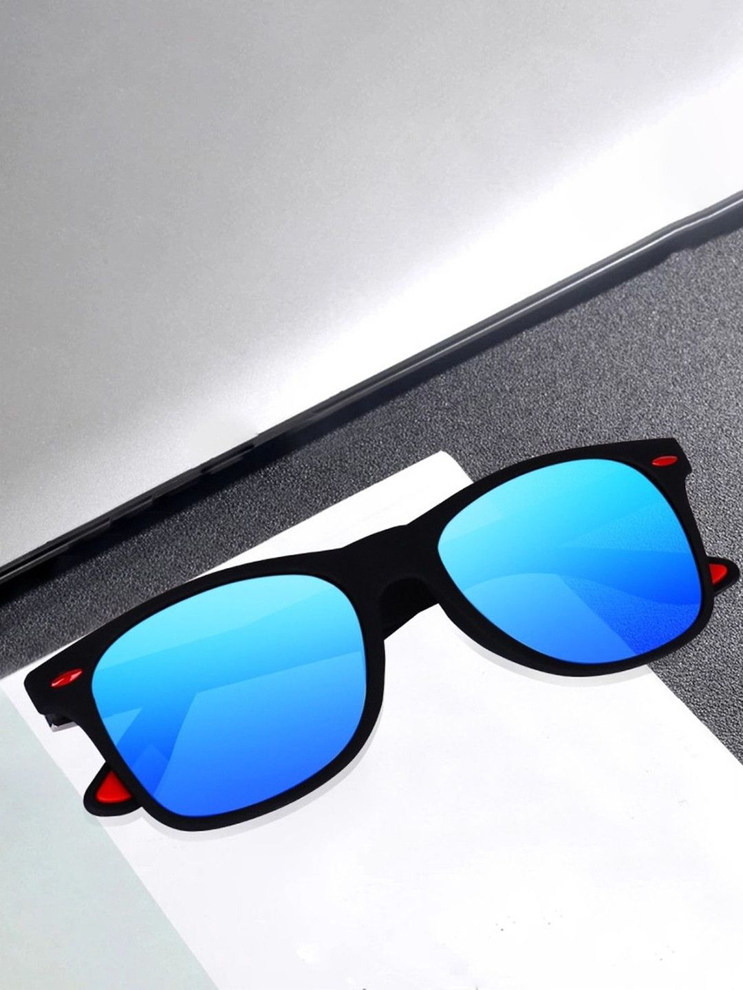SPADEACES Unisex Square Sunglasses BLUE BLACK WAYFARAR-26_13-picture-22