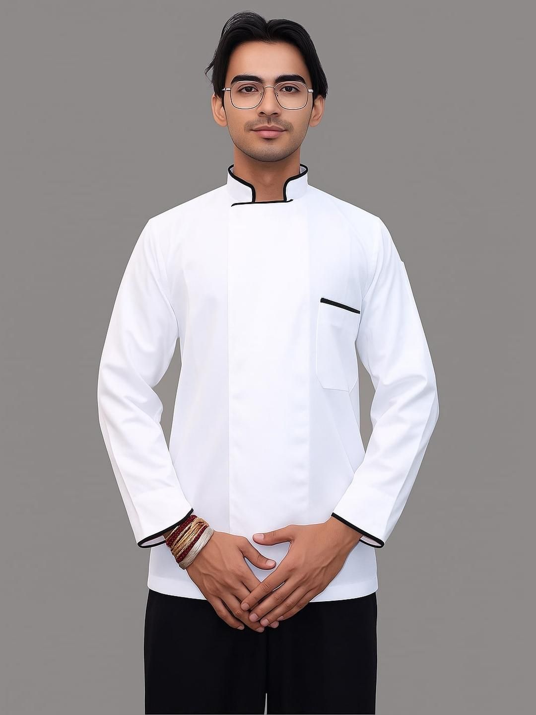 KE KAVITA EXPORT Professional Black Piping White Chef Coat-picture-46