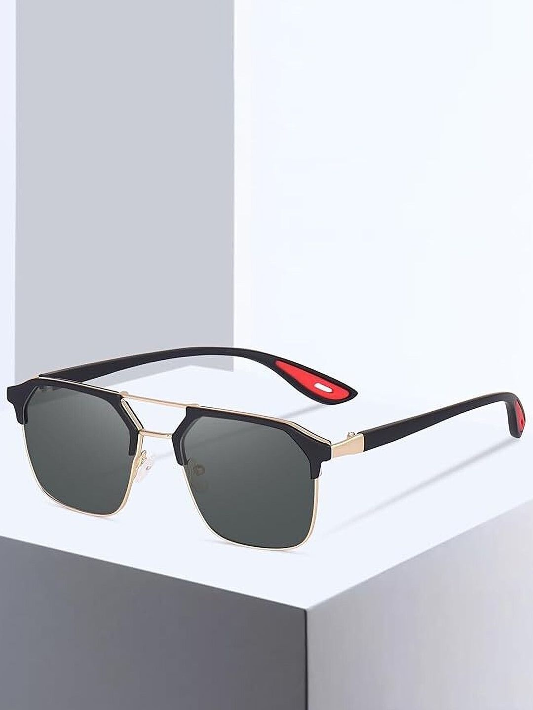 SPADEACES Unisex Black Lens & Black Aviator Sunglasses Final Boss Gold Black--image-45