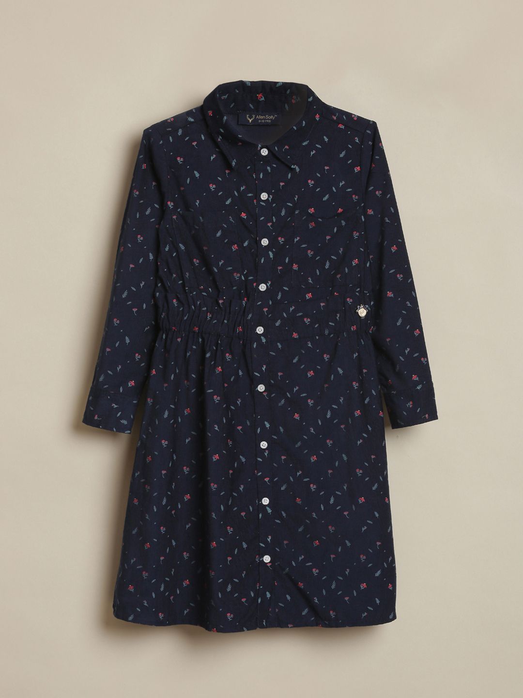 Allen Solly Junior Girls Floral Printed Shirt Collar Shirt Dress-picture-49