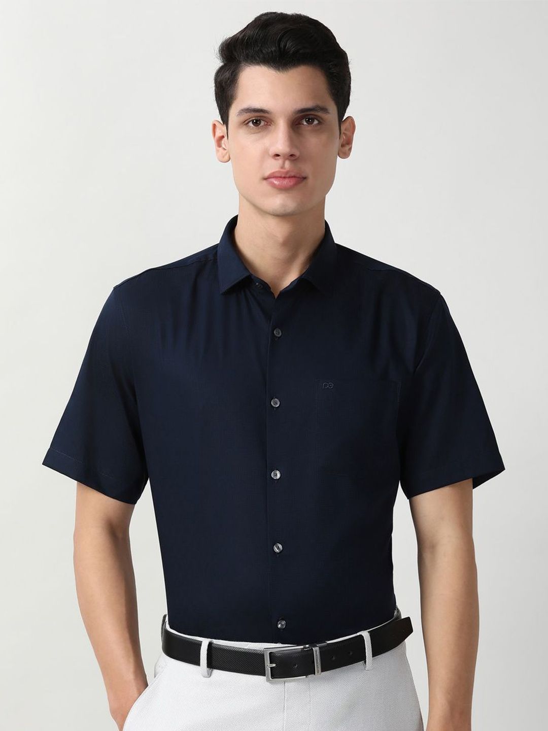 Peter England Elite Men Solid Spread Collar Pure Cotton Formal Regular Fit Shirt-picture-23