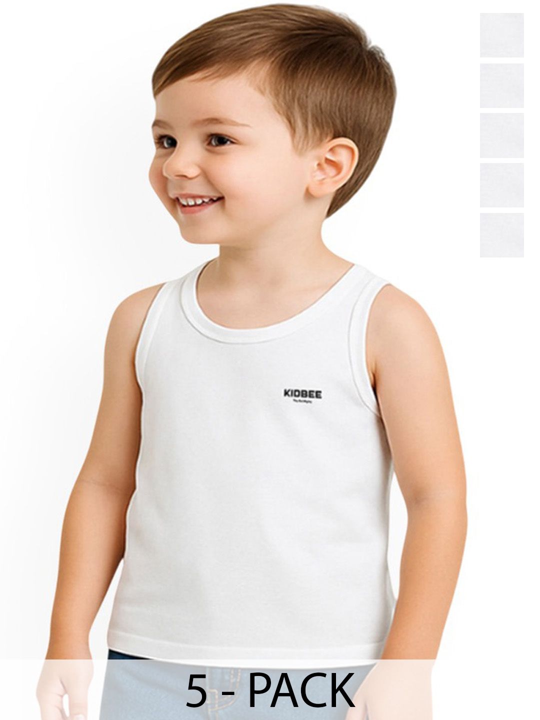 KidBee Kids Pack Of 5 Pure CottonVests