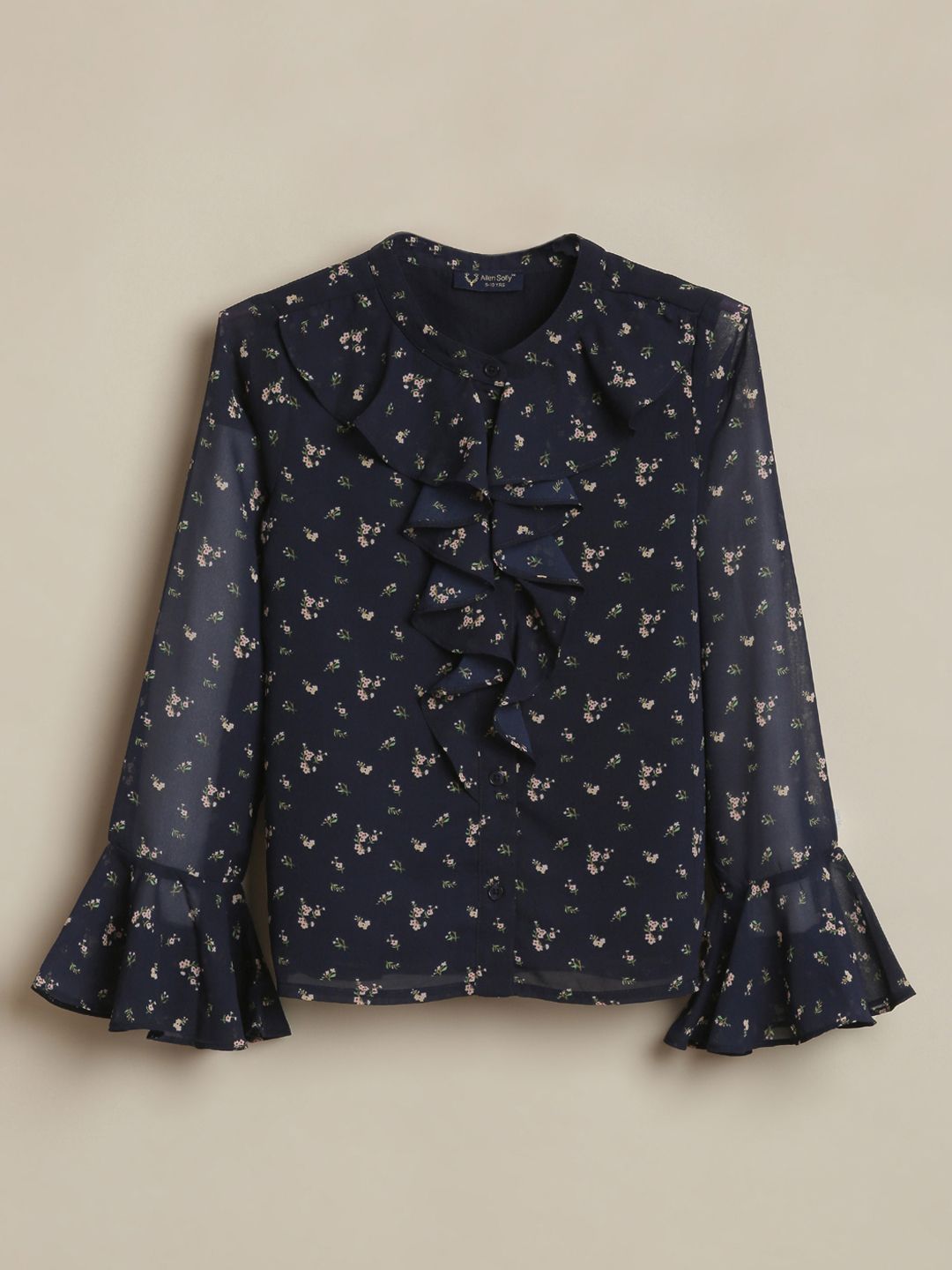 Allen Solly Junior Girls Floral Print Bell Sleeve Ruffles Top-picture-37