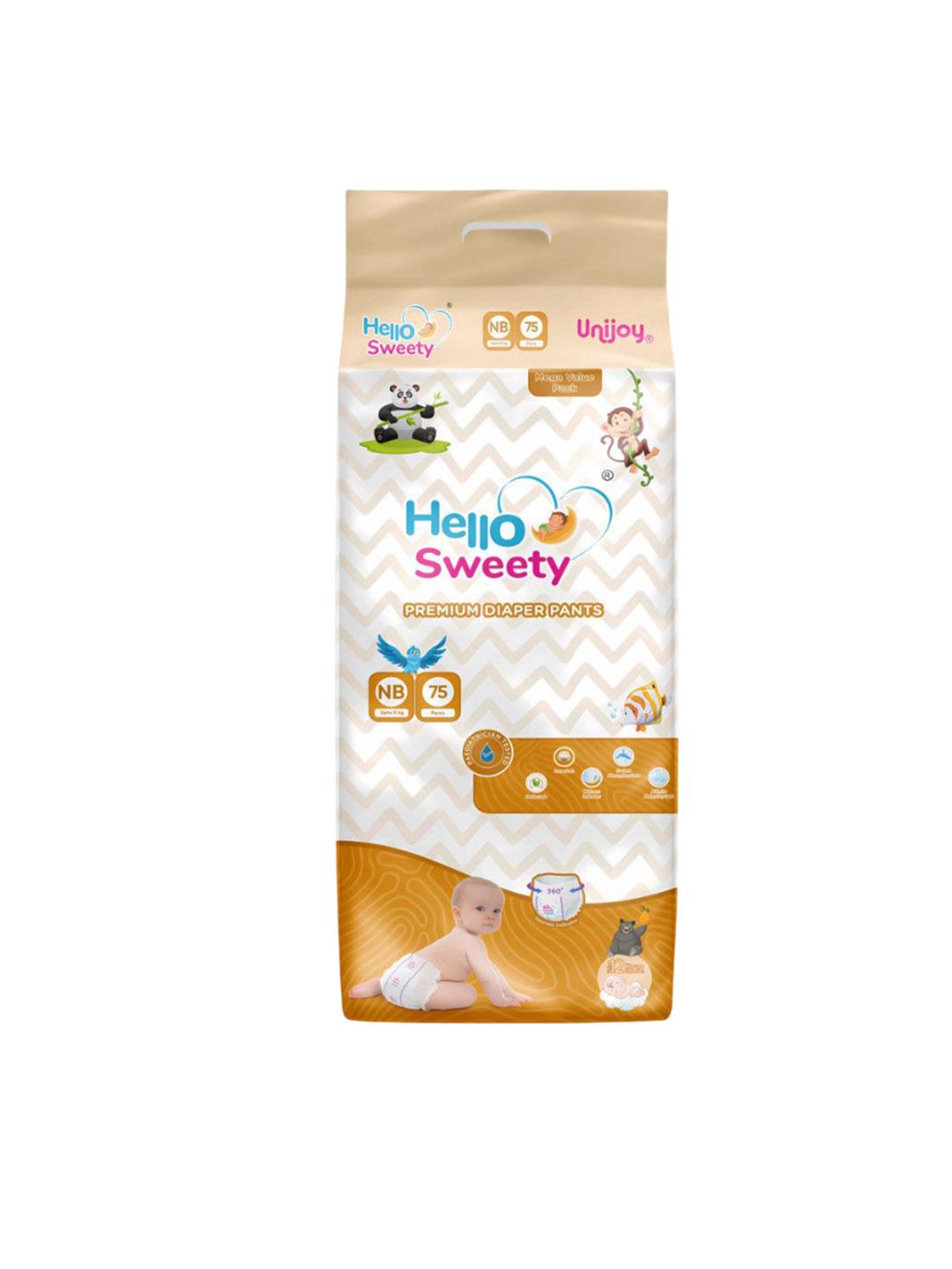 Unijoy Baby Hello Sweety Fast Absorption & Cottony Diaper Pants - 75Pcs-picture-58