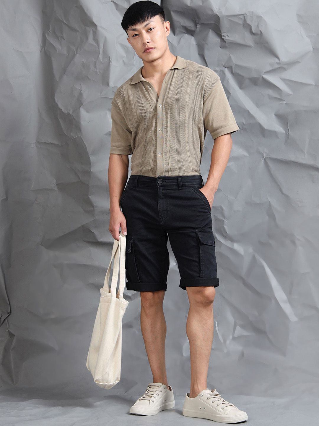 Buy Beevee Men Regular Fit Mid Rise Denim Cargo Shorts - Shorts for Men ...