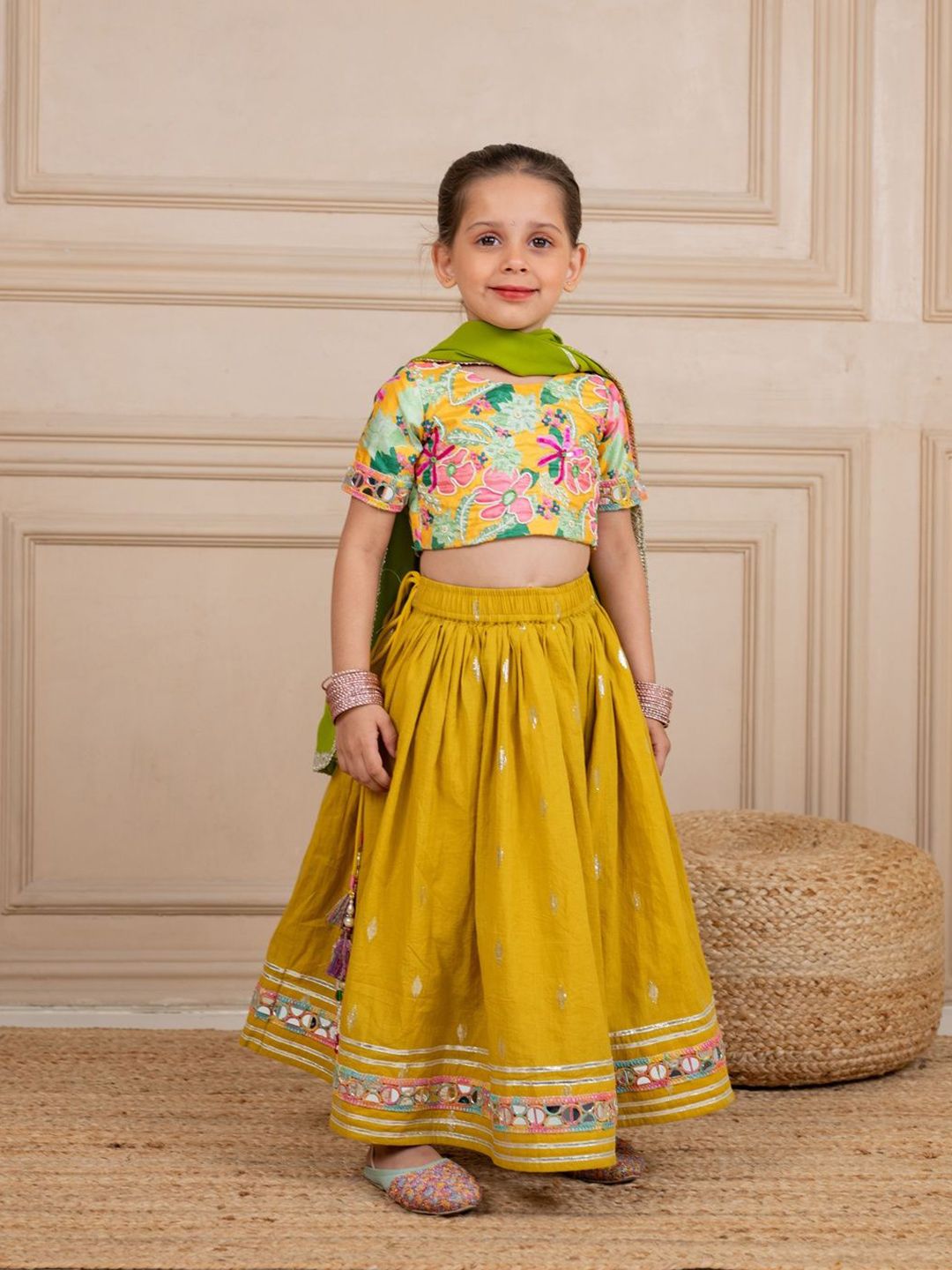 Jilmil Girls Embroidered Beads And Stones Ready to Wear Lehenga & Blouse With Dupatta-picture-11