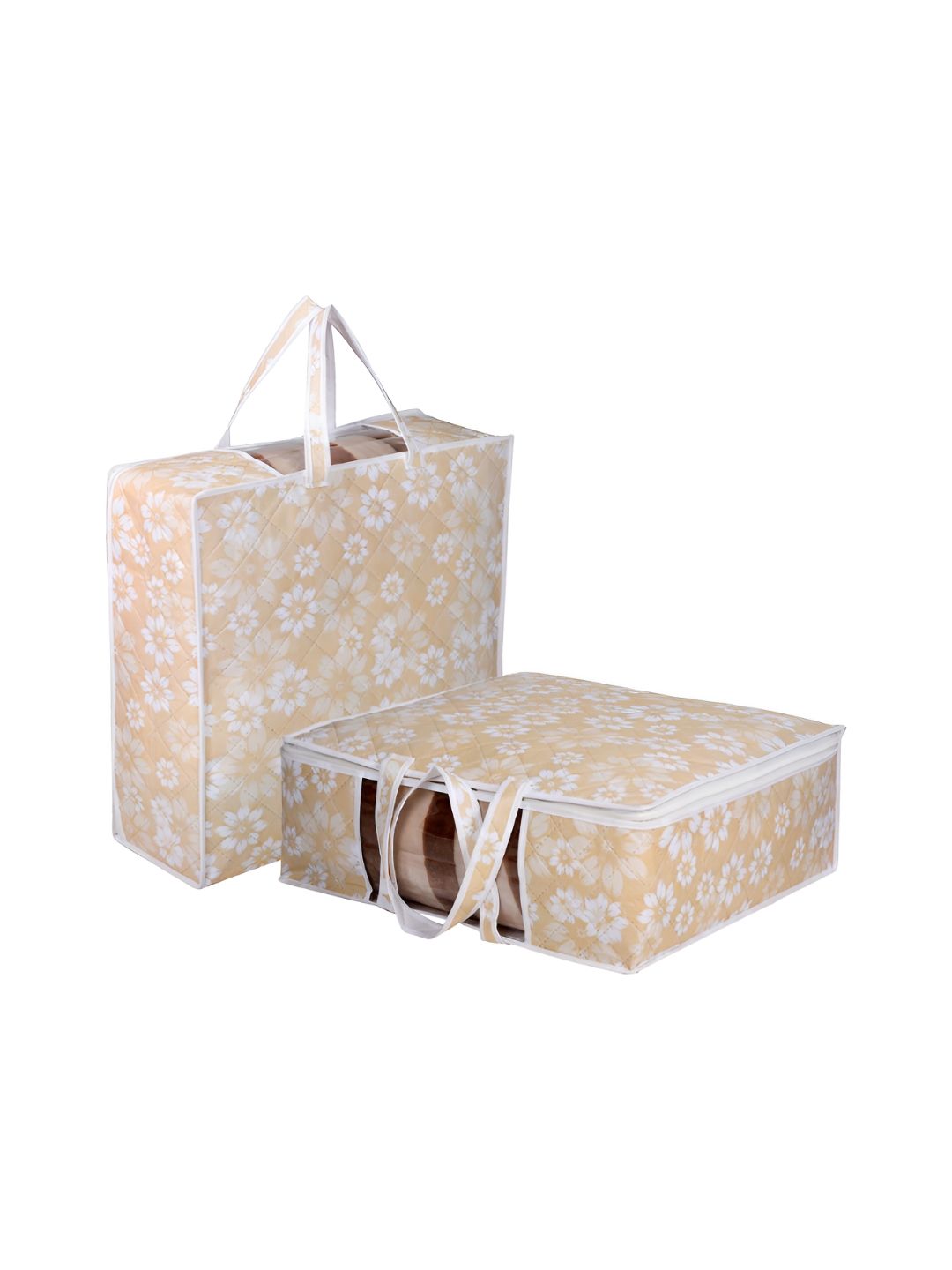 Aura Gold-Toned & White 2 Pieces Printed Blanket Cover Organisers-picture-40
