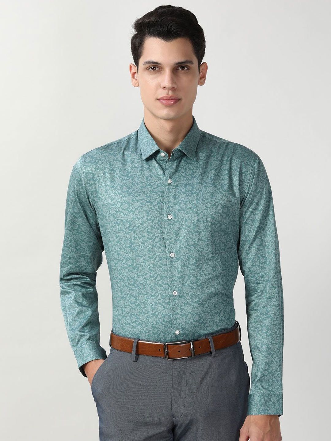 Peter England Men Floral Printed Spread Collar Pure Cotton Formal Regular Fit Shirt-picture-11