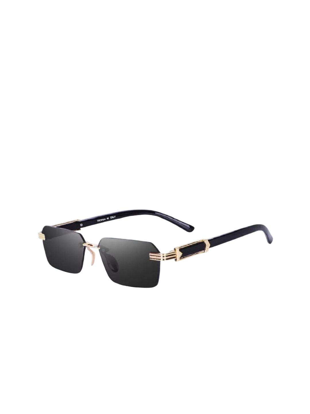 SPADEACES Unisex Rimless UV Protected Rectangle Sunglasses CLASSIC KARAN GOLD BLACK -39-picture-11