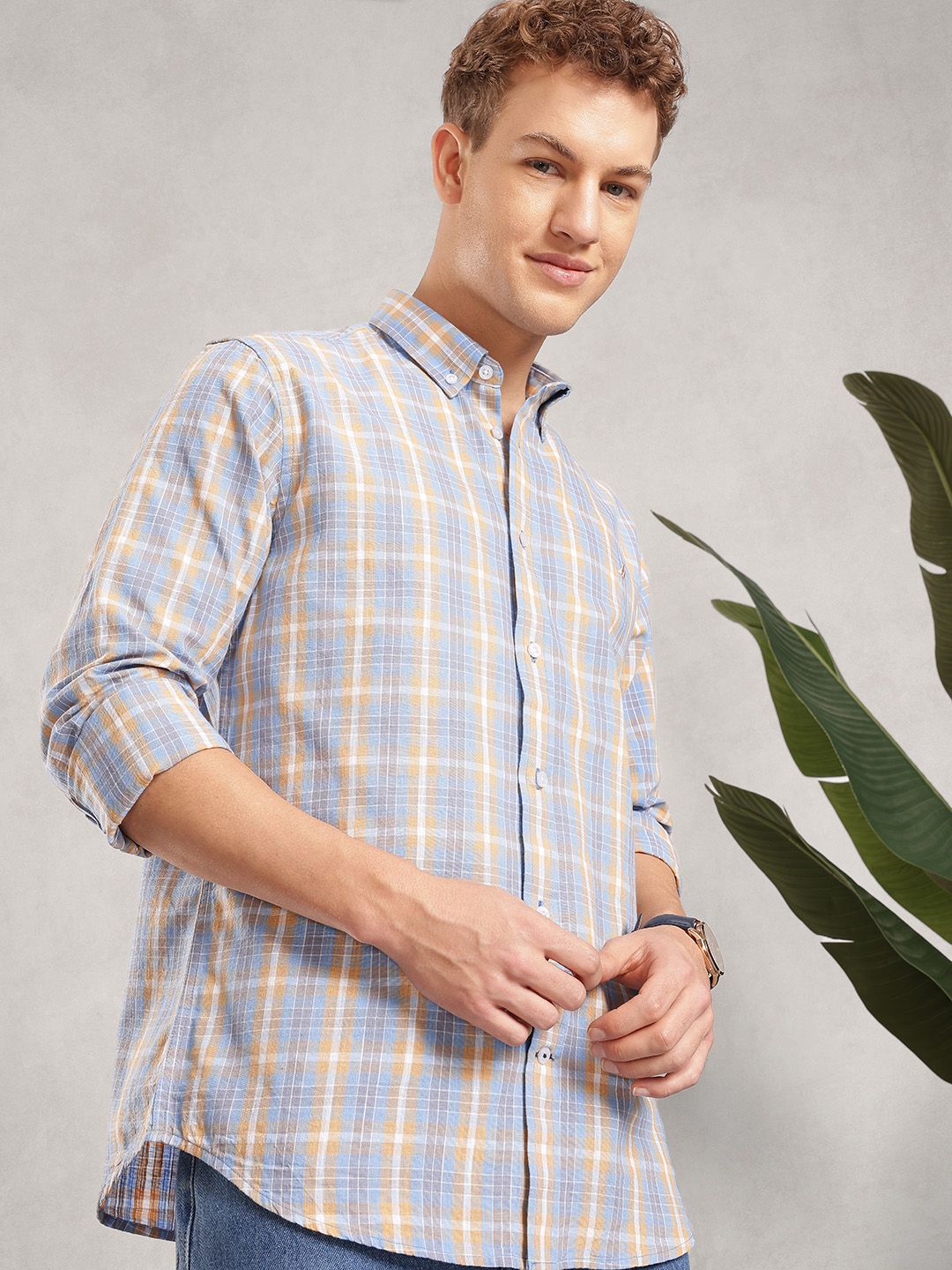 Nautica Cotton Linen Checked Classic Fit Casual Shirt-picture-41