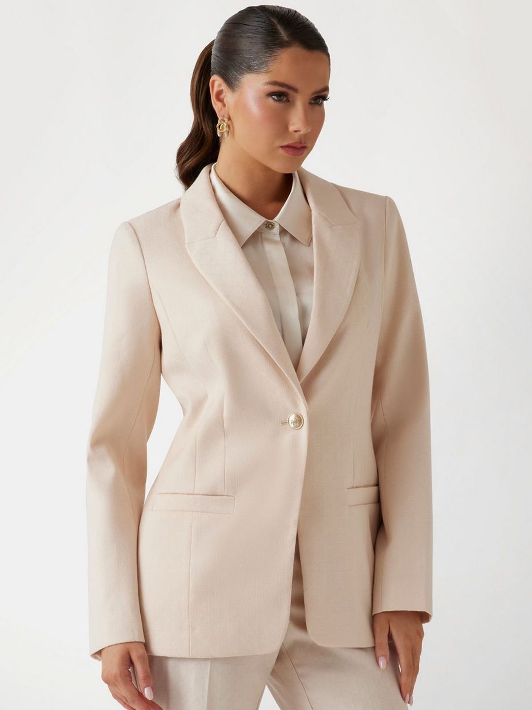 GUESS Shawl Collar Neck Single Breasted Blazer-image-44