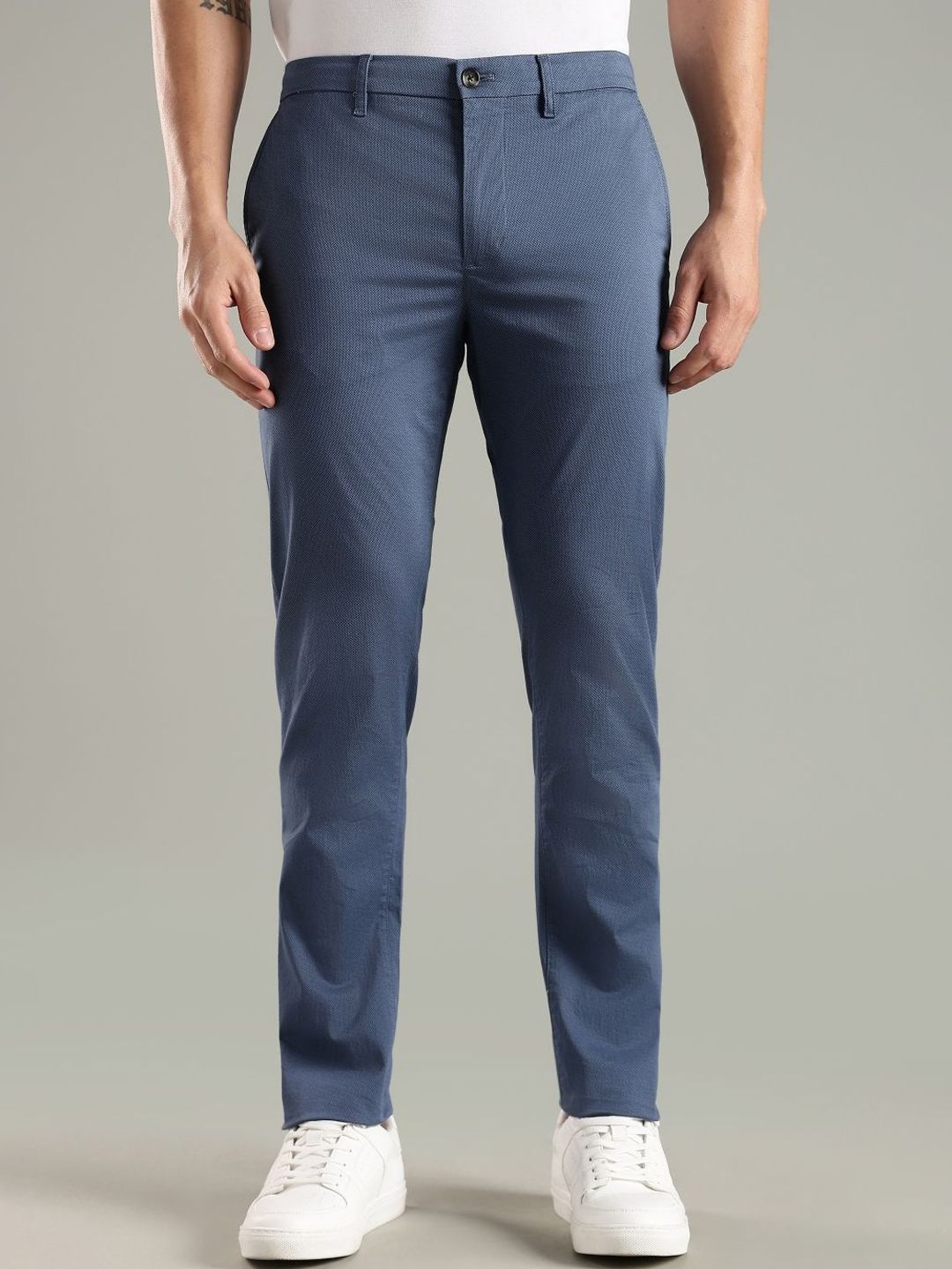Tommy Hilfiger Europe Men Mid-Rise Self Design Slim Fit Trousers-picture-11