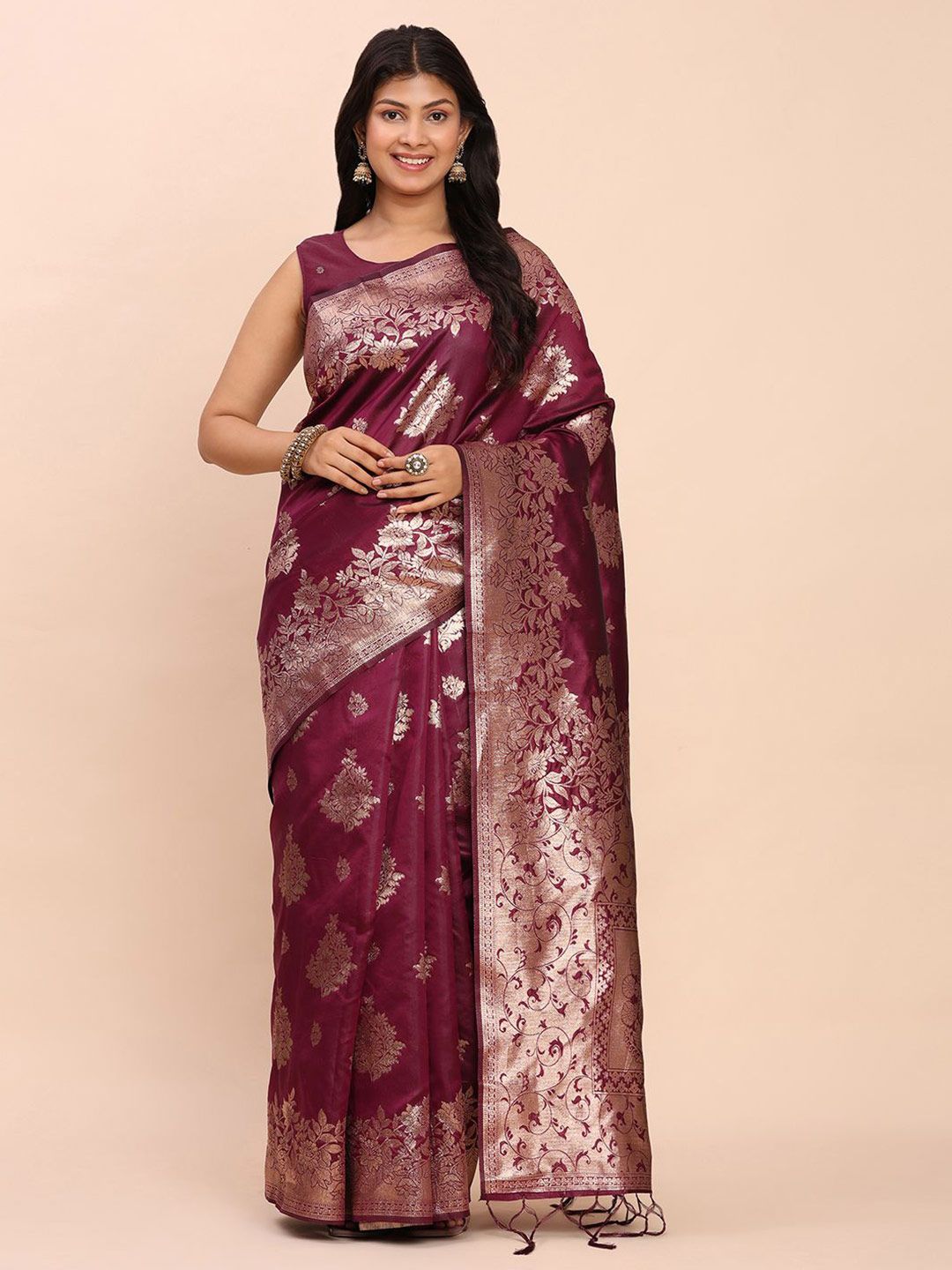 Astita Ethnic Motifs Woven Design Zari Banarasi Saree-picture-36
