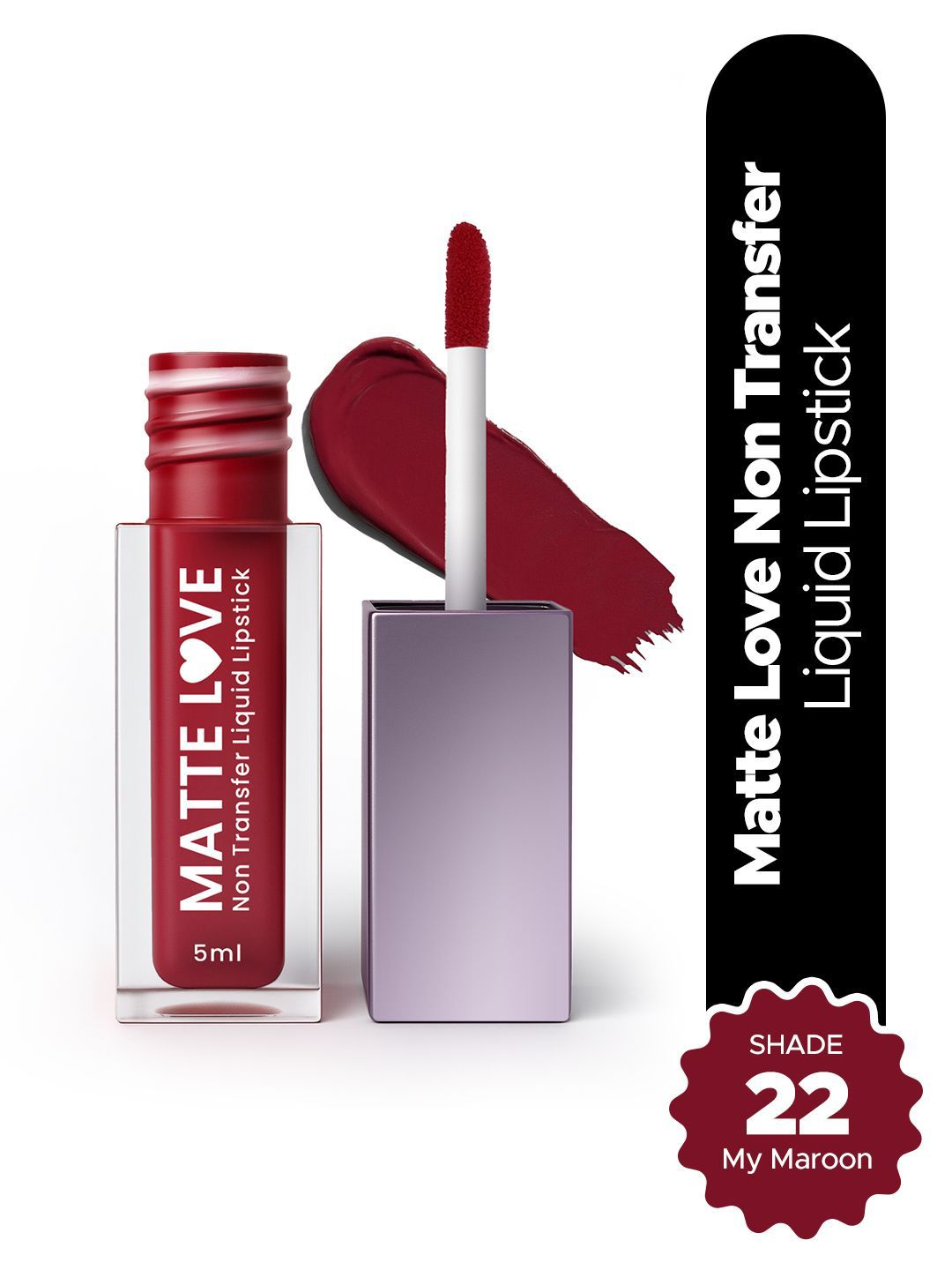 Hilary Rhoda Matte Love Non-Transfer Water-Proof Liquid Lipstick - 5ml - My Maroon 22-picture-17