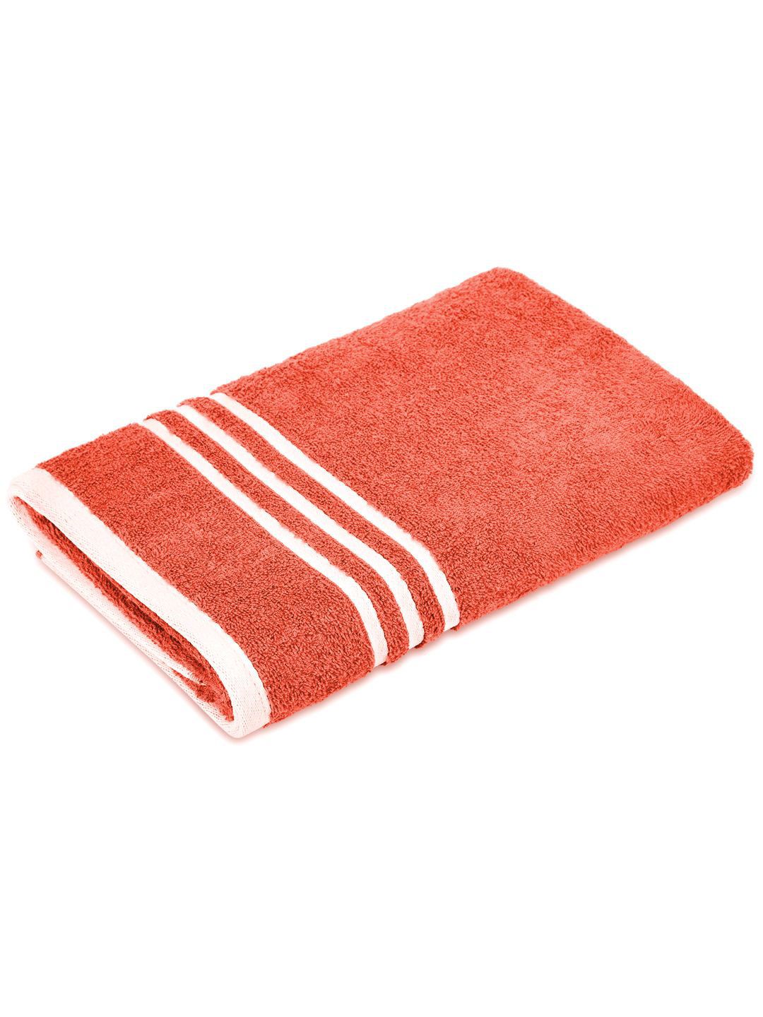 Layers Tuscany Peach-Coloured & White Pure Cotton 380 GSM Bath Towel-image-39