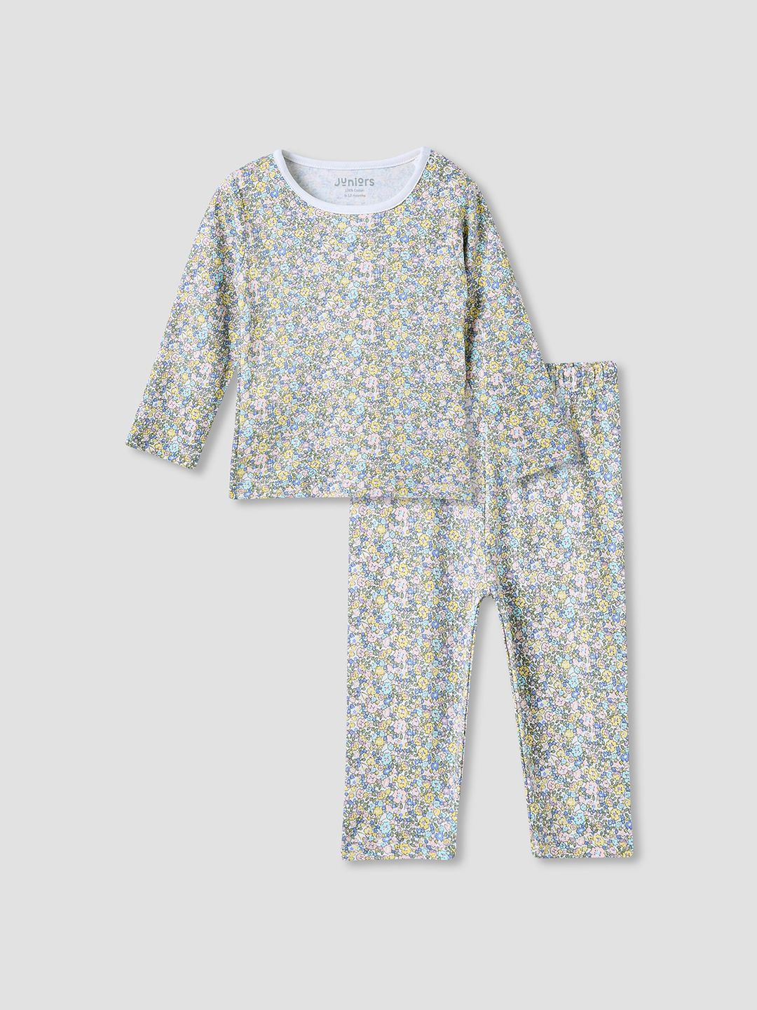 Juniors by Babyshop Girls Floral Printed Pure Cotton Night suit