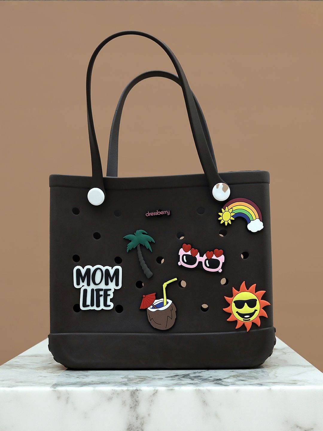 DressBerry PU Oversized Brown solid tote bag-picture-25