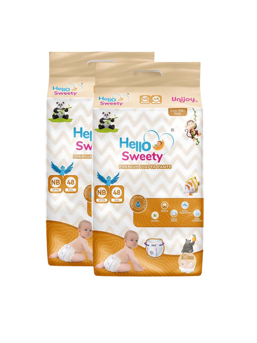 Unijoy Baby Set Of 2 Hello Sweety Fast Absorption & Cottony Diaper Pants - 48 Pcs Each-picture-25