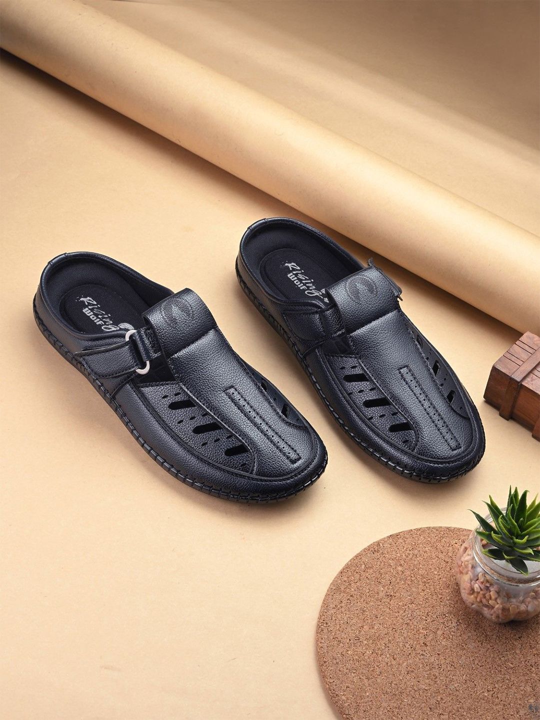 Rising Wolf Men Textured Velcro Comfort Sandals-image-24