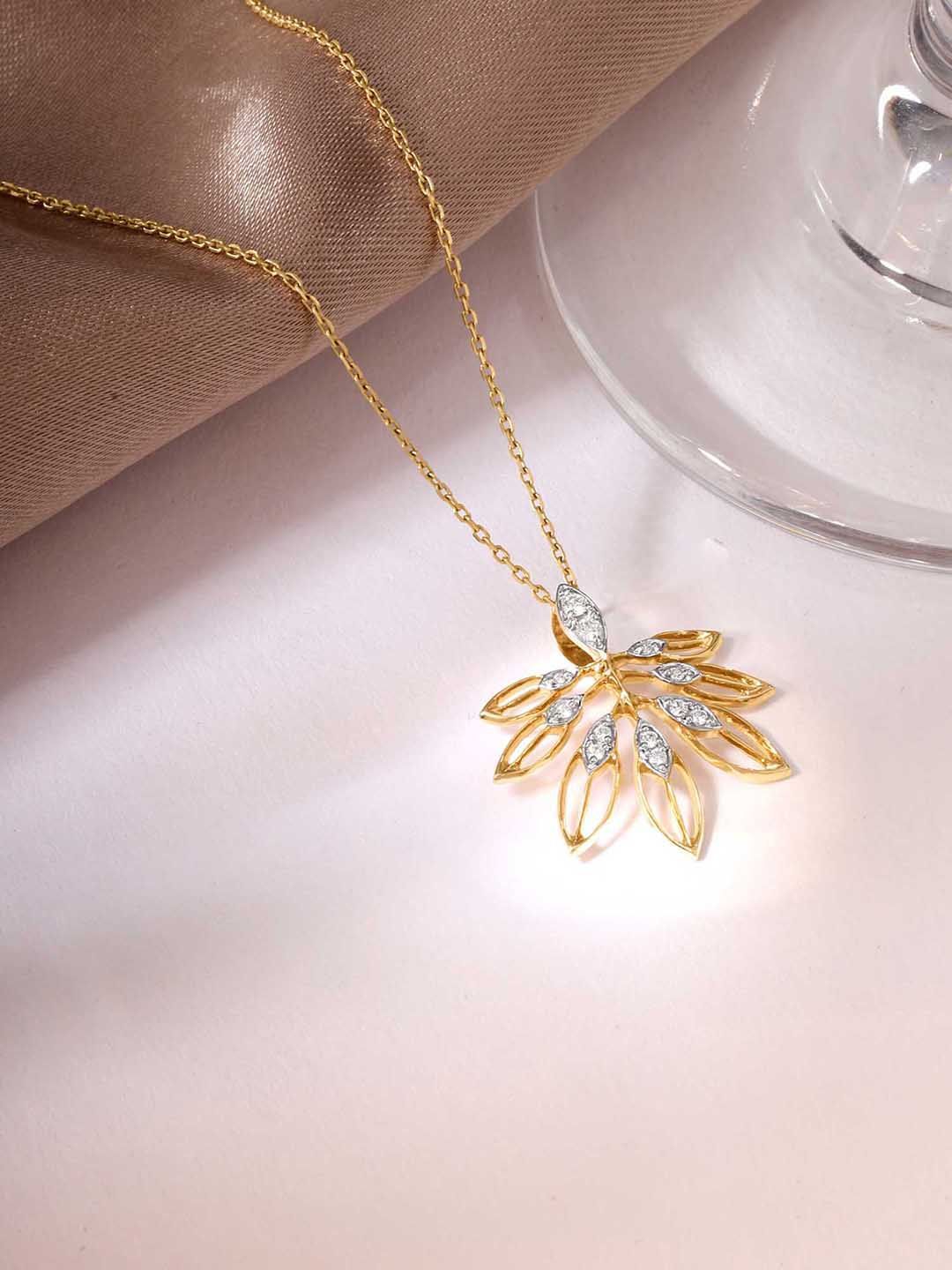 Mia by Tanishq Women 14KT Gold Sassy Foliage Natural Diamond Pendant-picture-18
