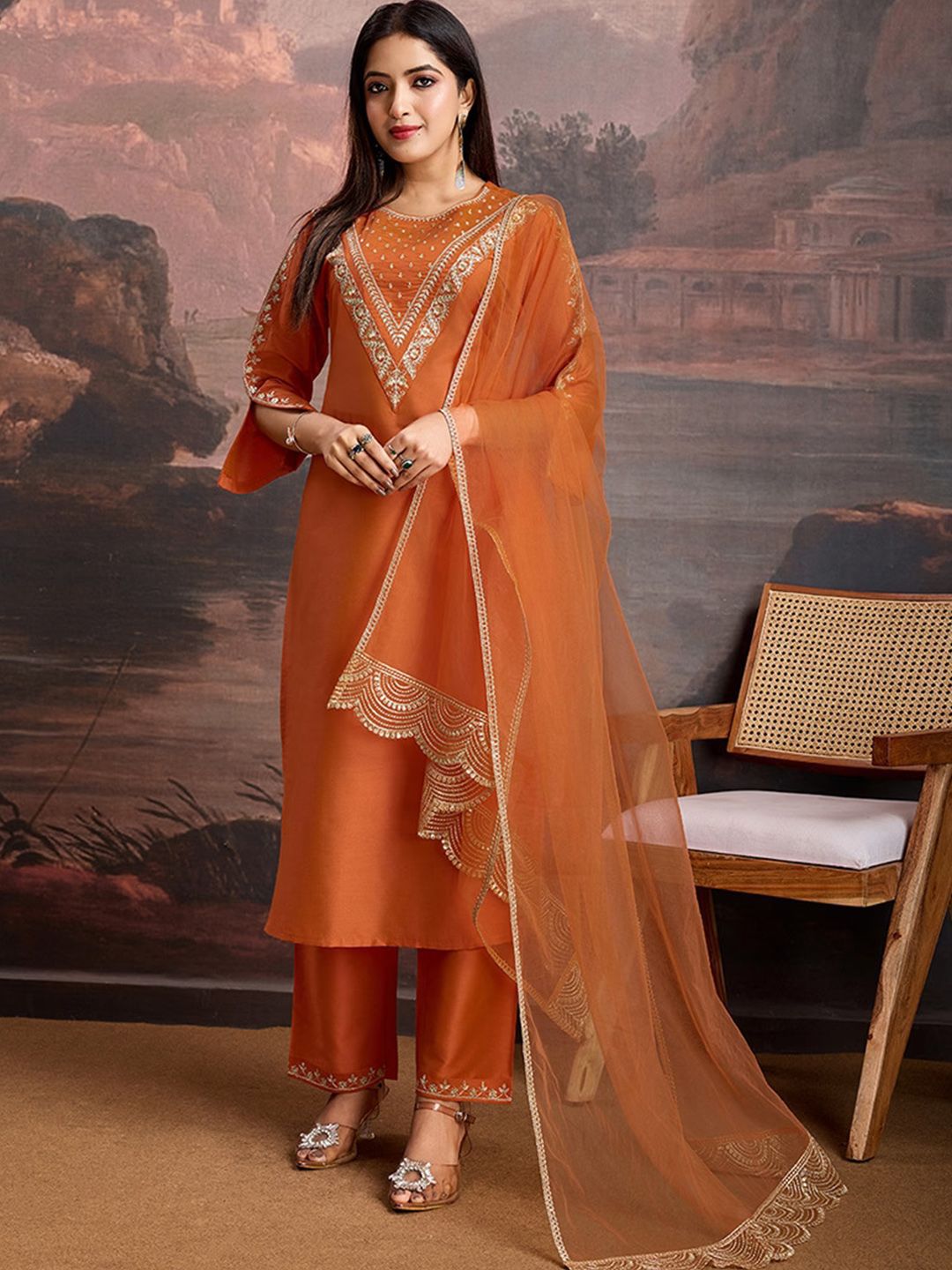 Lilots Women Ethnic Motifs Printed Kurta with Trousers & Dupatta