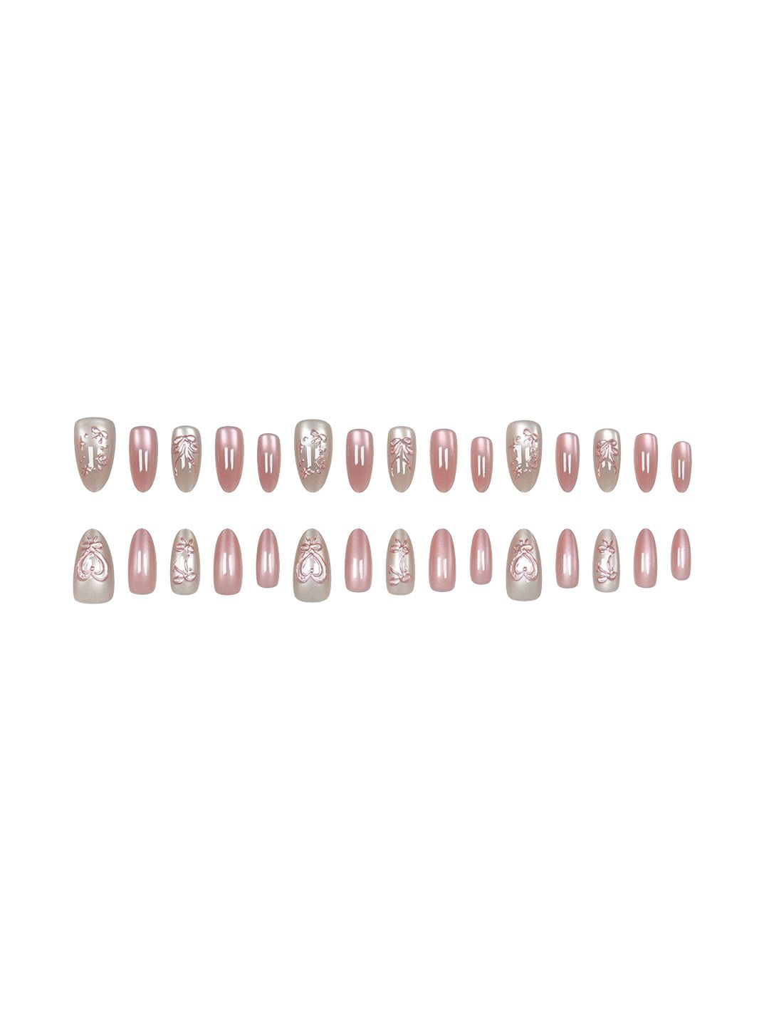 Secret Lives Set Of 24 Reusable Stick On Artificial Nails - Heart Bloon Catseye-picture-5