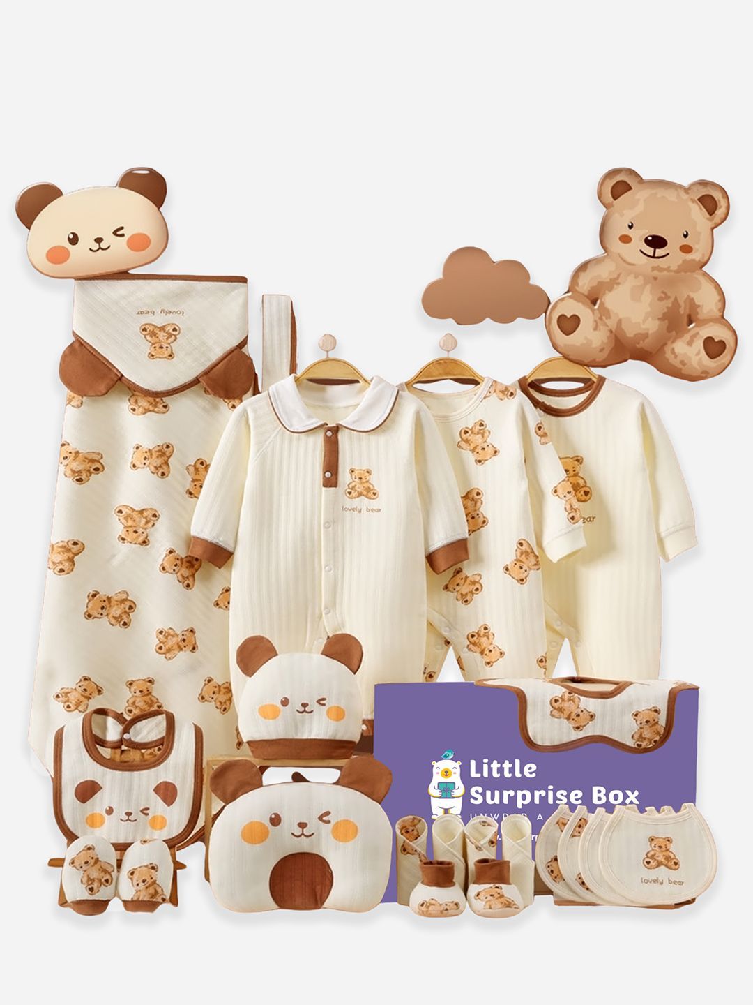 Little Surprise Box LLP Infants Pack Of 21 Printed Cotton Baby Apparel Git Set-picture-10