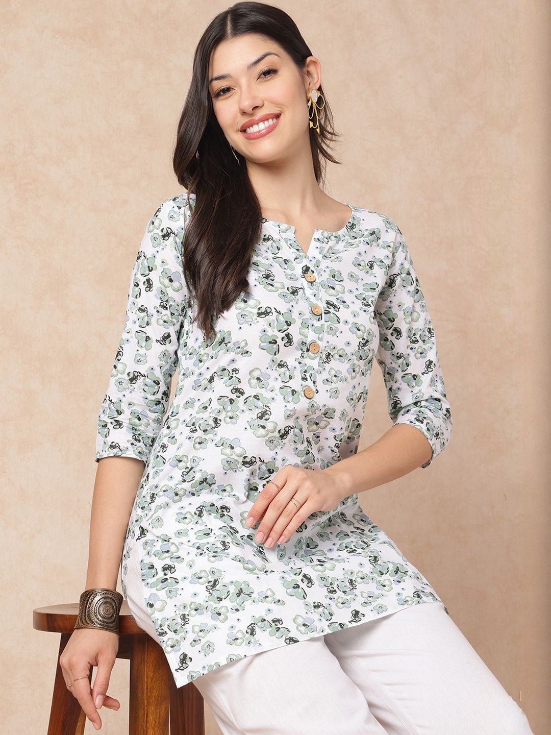 KALINI Women Green Rayon Floral Printed Top-picture-11